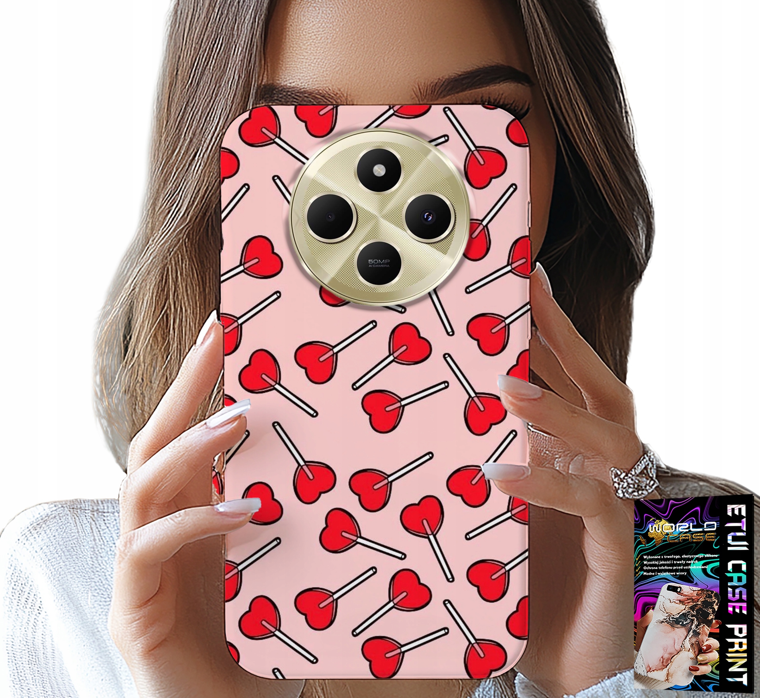 ETUI DO XIAOMI REDMI 14C 4G - KOBIECE, MODNE WZORY LIZAKI W SERCA CASE