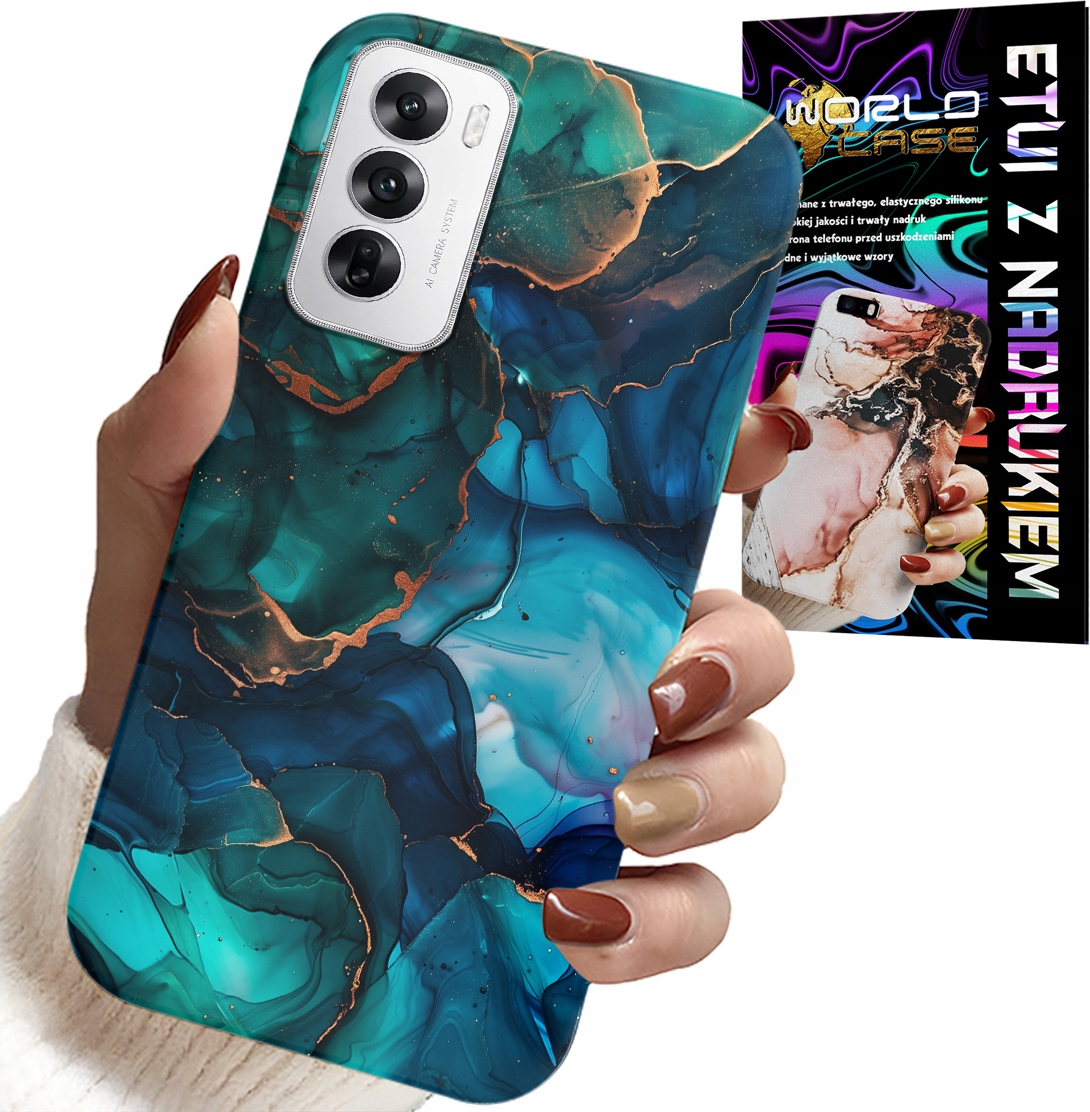 ETUI DO OPPO RENO12 PRO 5G - NIEBIESKO ZIELONY MARMUREK PLECKI WZORY