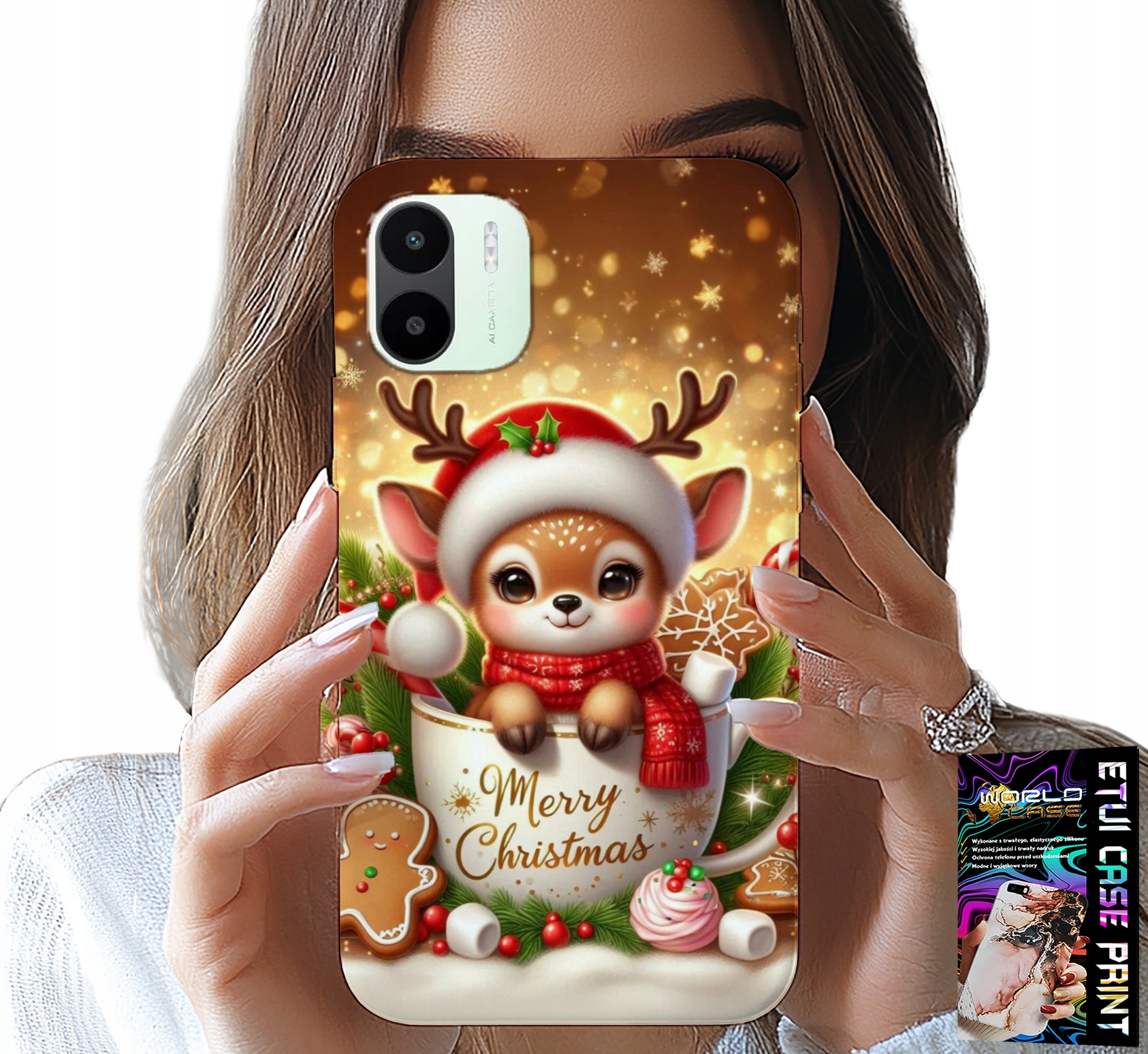 ETUI DO XIAOMI REDMI A1 - RENIFEREK SŁODKI RENIFER ŚWIĄTECZNE WZÓR