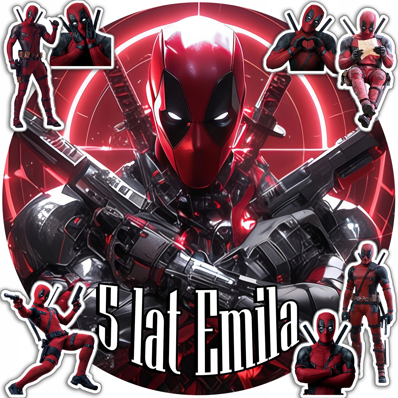 OPŁATEK NA TORT 30CM - DEAD POOL + IMIĘ + GRATIS! 24CM 26CM