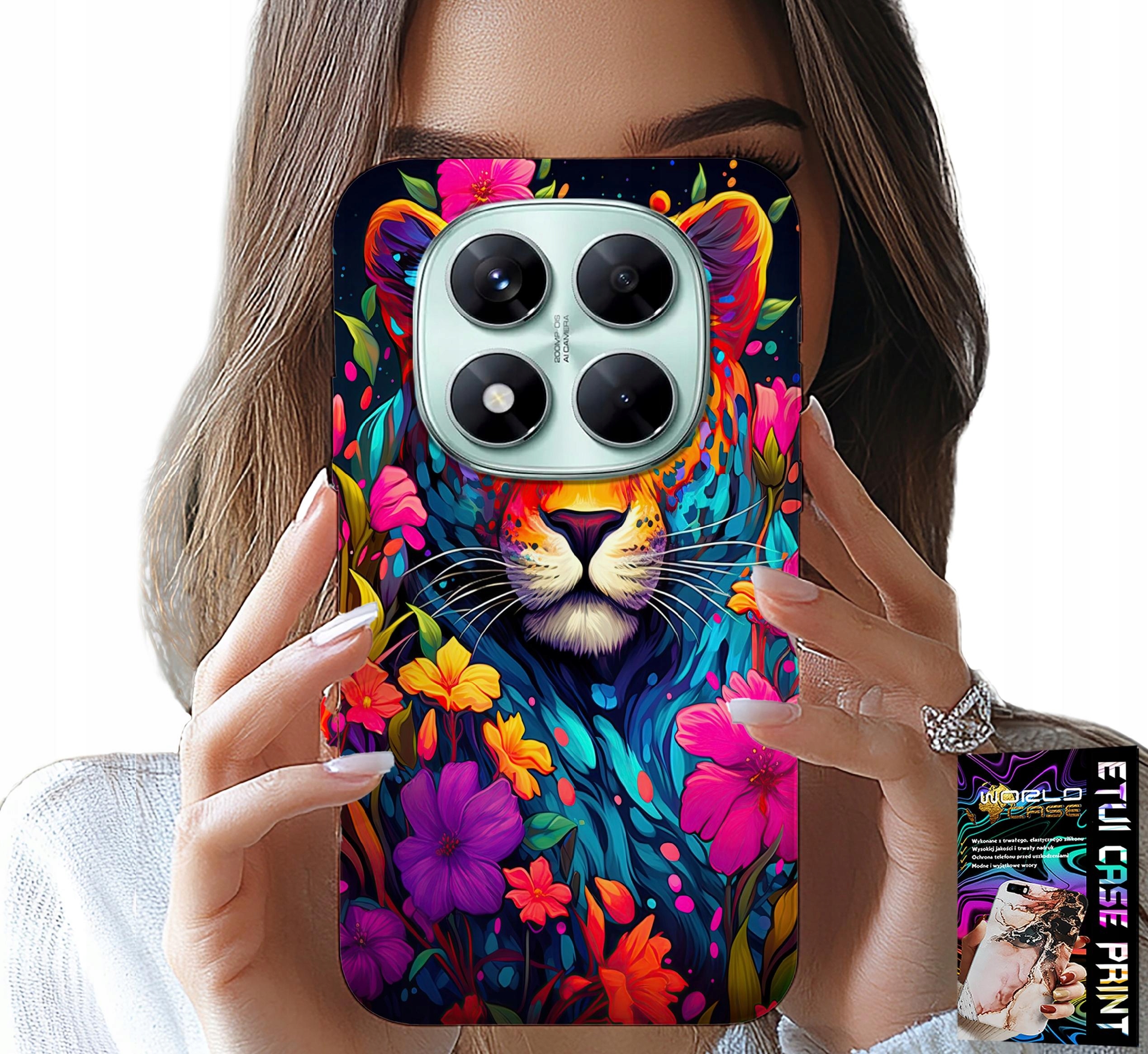 ETUI DO XIAOMI NOTE 14 PRO 5G - KWIECISTE WZORY TYGRYS TYGRYSEK + FOLIA