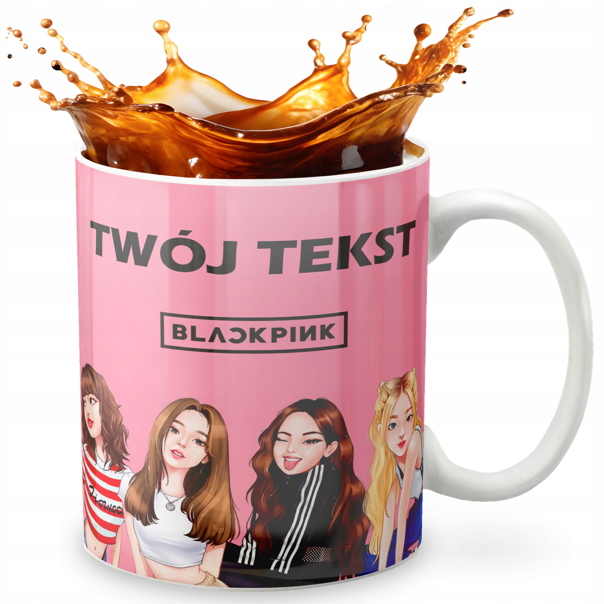 KUBEK 330ml GRAFIKA PREZENT ŚWIĘTA WZÓR - KPOP BLACKPINK BTS GOT7 + IMIĘ