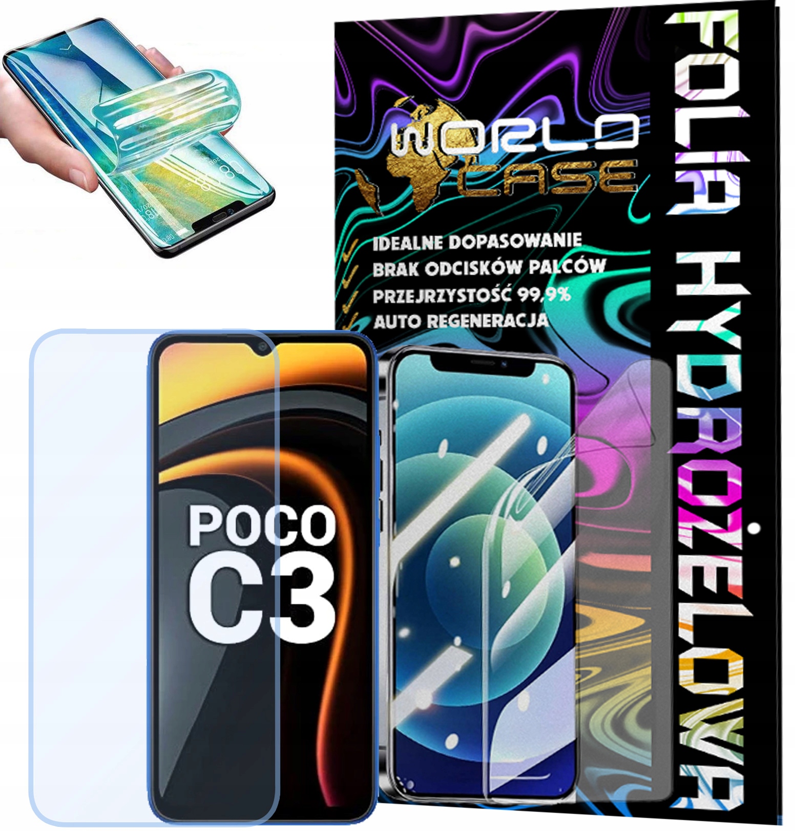 FOLIA HYDROŻELOWA OCHRONNA DO POCO C3 NA EKRAN MOCNA WYTRZYMAŁA