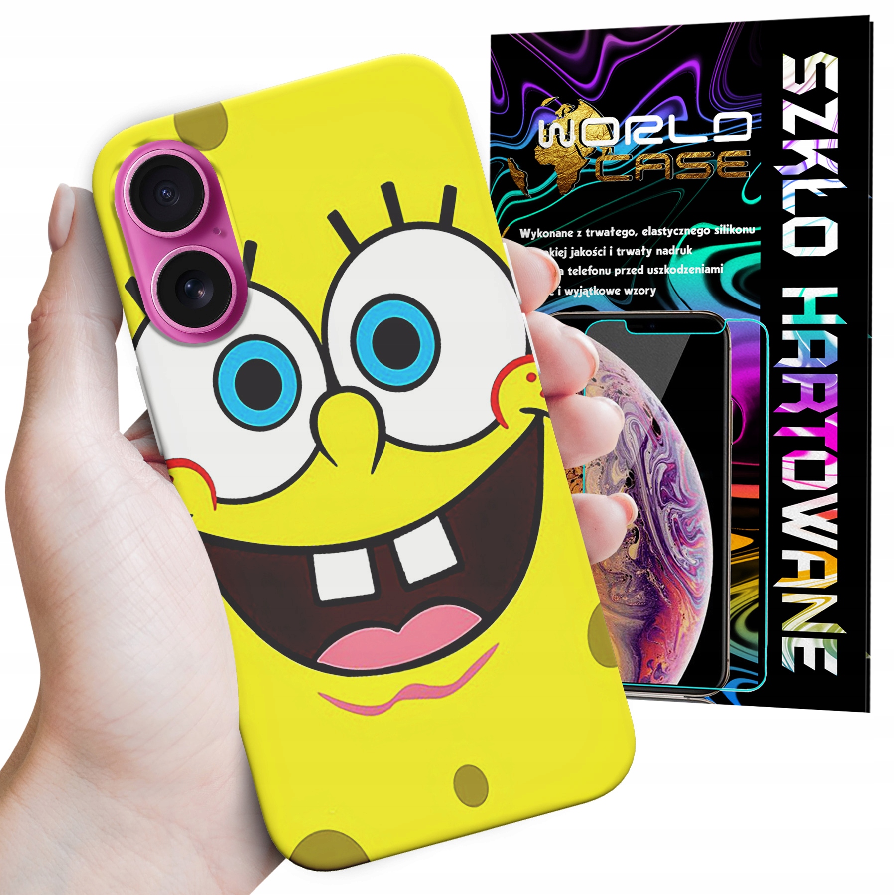 ETUI CASE DO IPHONE 16 PLUS - SPONGEBOB BAJKI GRY WYBÓR PLECKI + SZKŁO