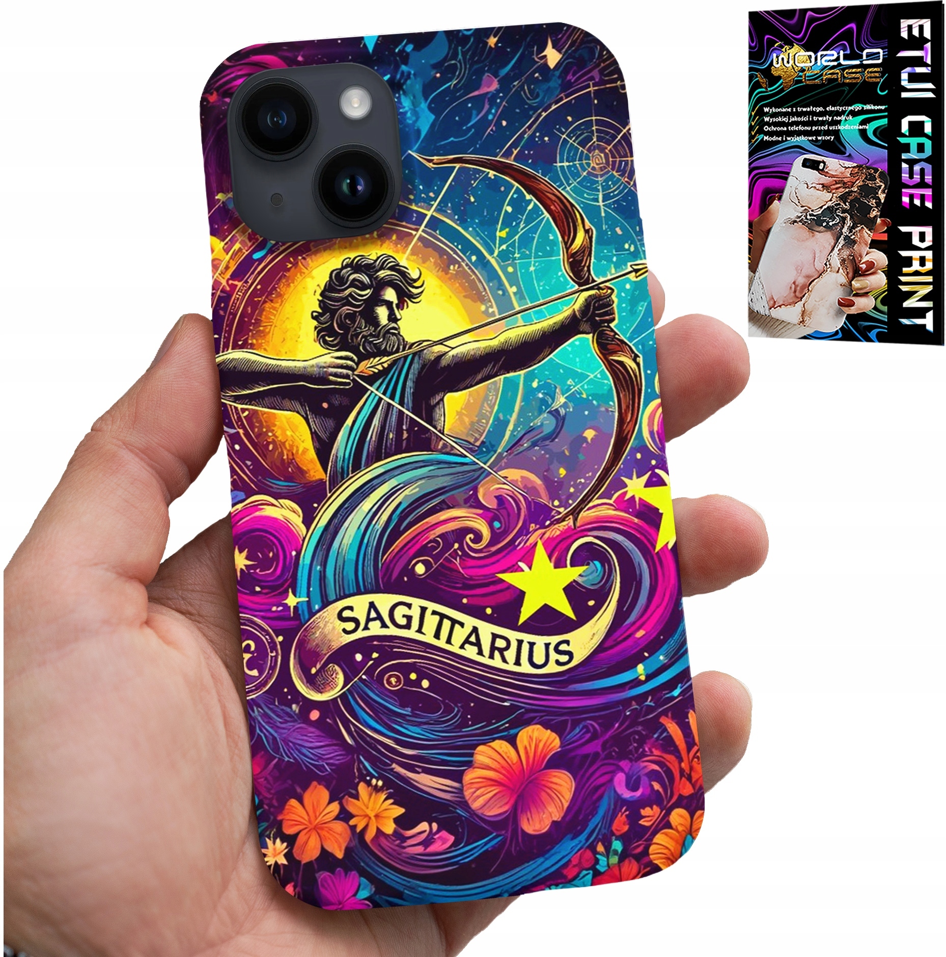 ETUI DO IPHONE 15 - ZNAK ZODIAKU, STRZELEC ASTRONOMIA PLECKI