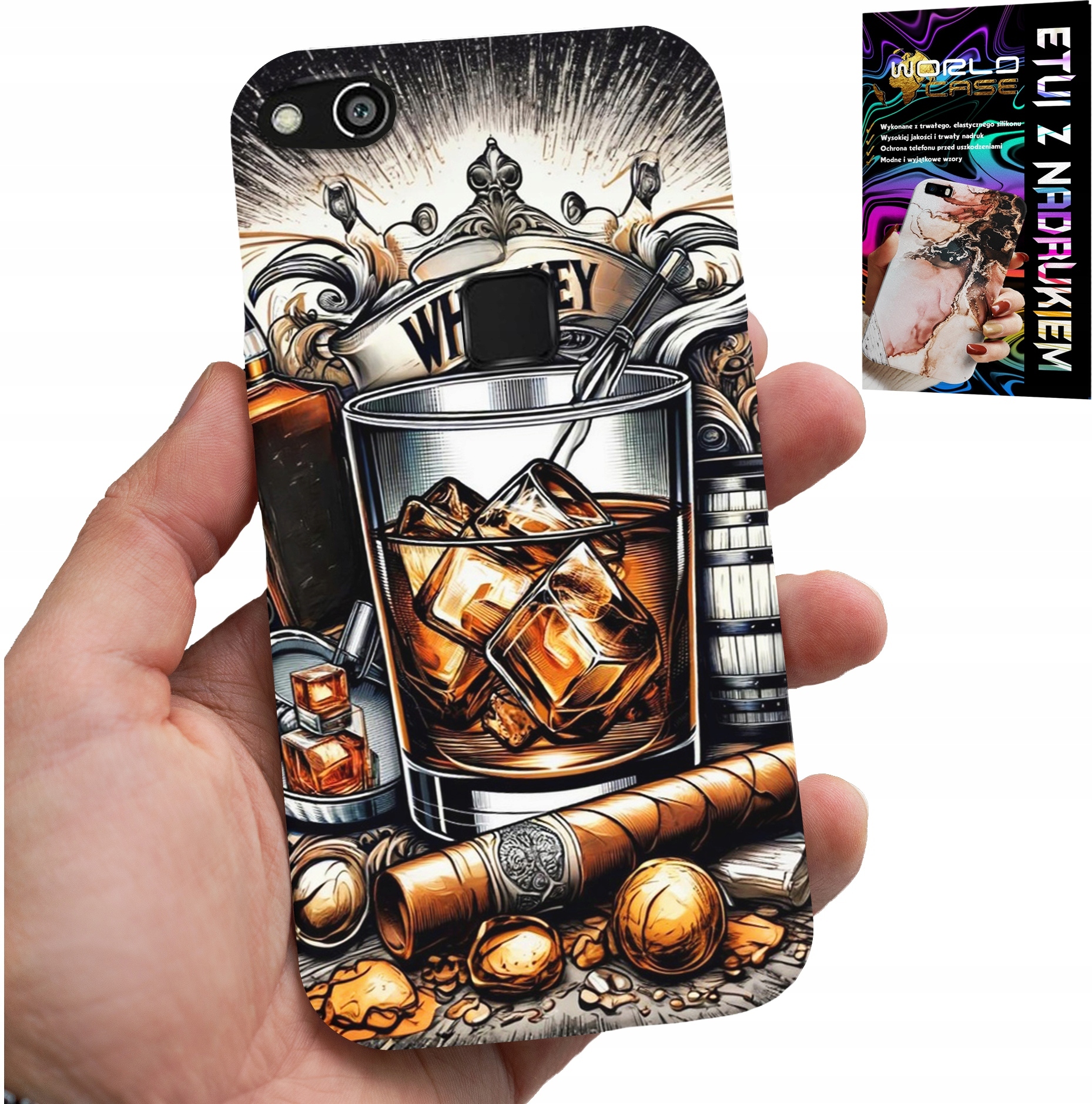 ETUI DO HUAWEI P10 LITE - WHISKY CYGARO WZORY DLA MĘŻCZYZN PLECKI
