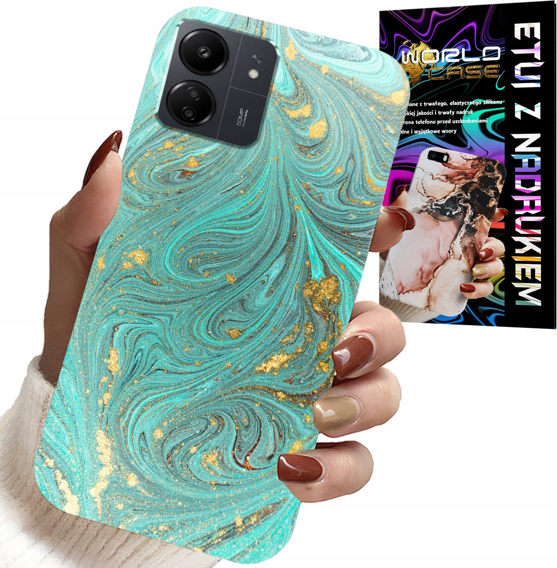 ETUI DO XIAOMI POCO C65 - MARMURKOWE WZORY + FOLIA HYDROŻEL