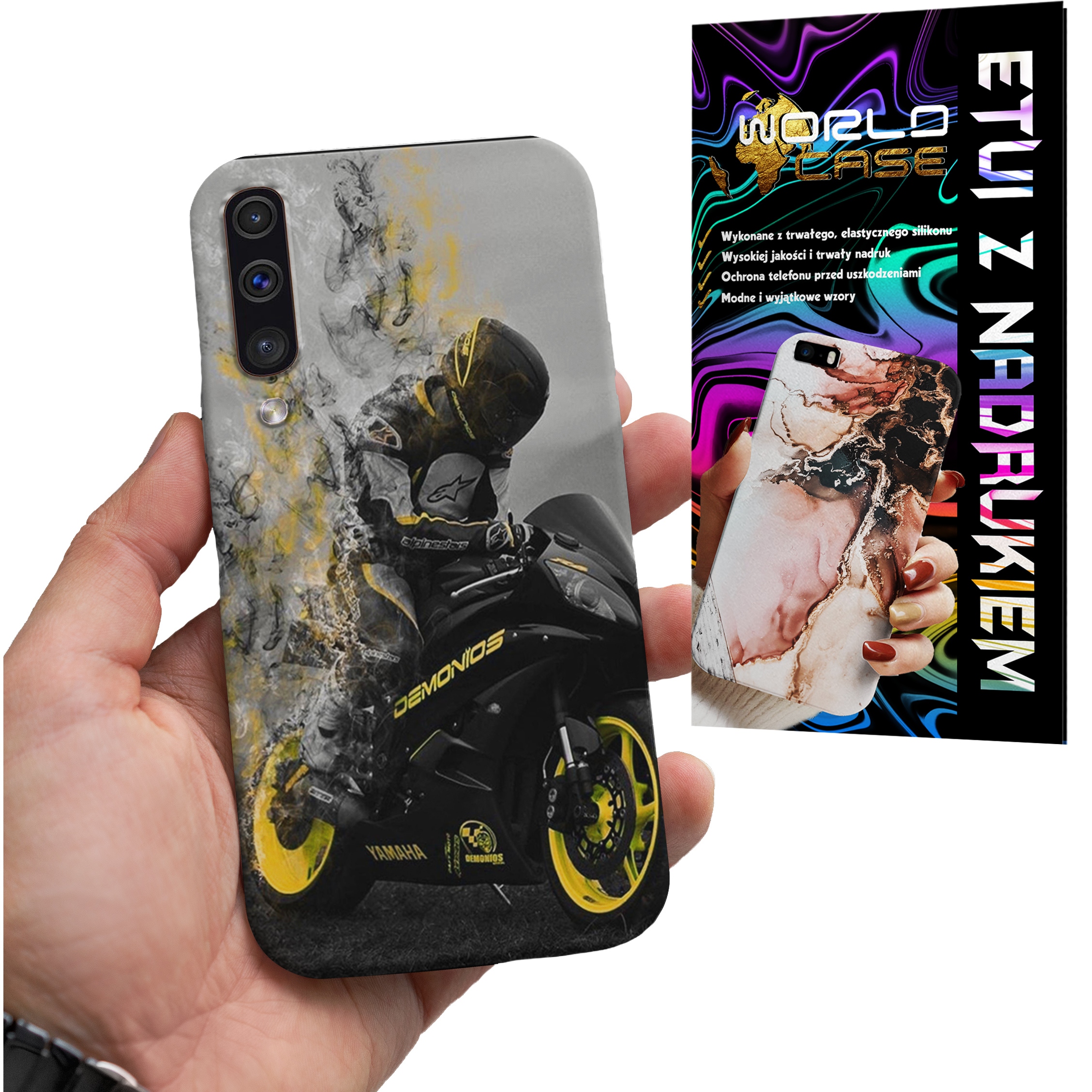 ETUI CASE DO SAMSUNG A70 - MOTOR FAN Motocykle MĘSKIE WZORY PLECKI