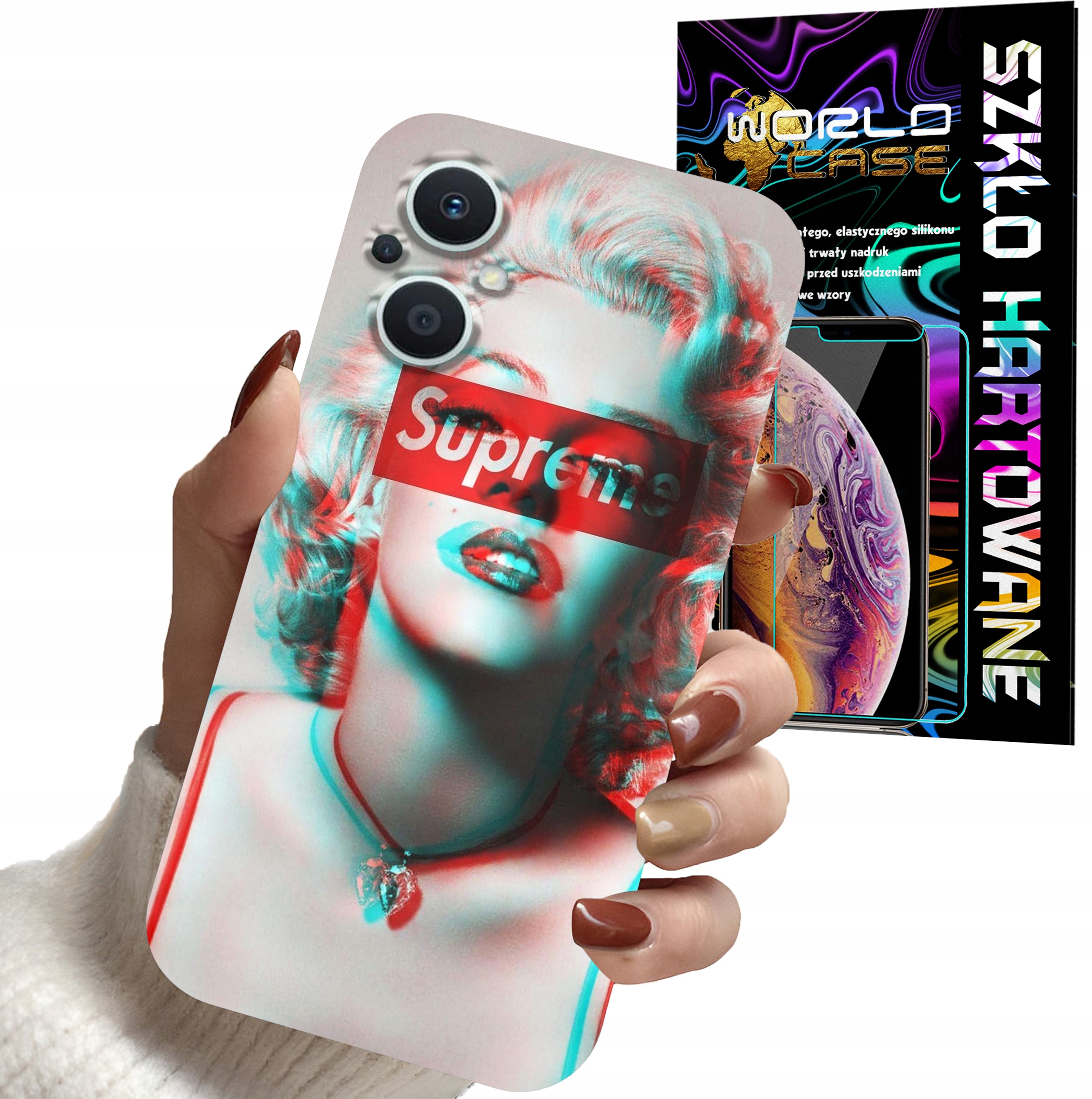 ETUI DO OPPO RENO 8 LITE 5G - Monroe MODNE KOBIECE WZORY + SZKŁO