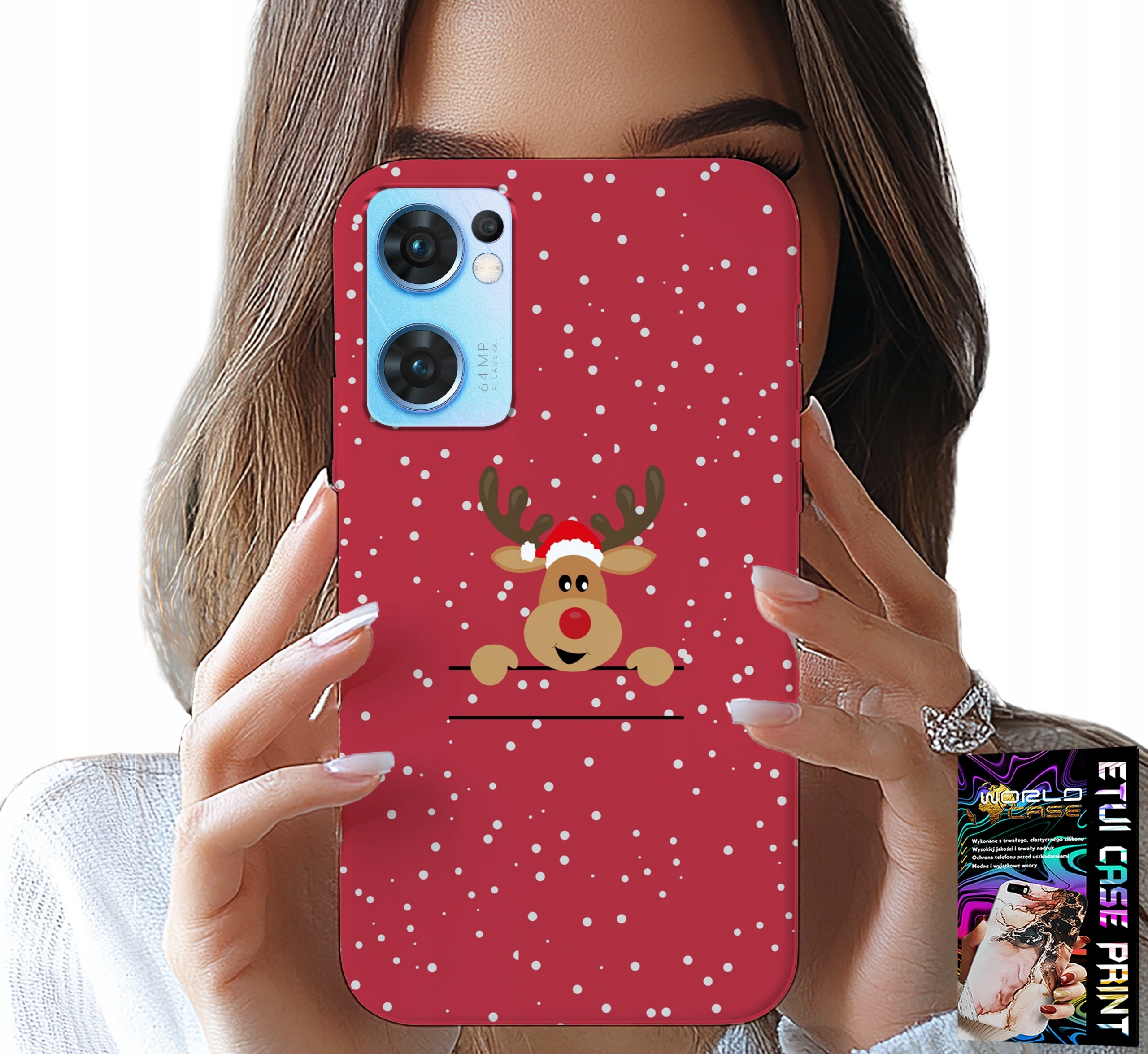 ETUI DO OPPO RENO7 5G - ŚWIĄTECZNY RENIFER MIKOŁAJ ŚWIĘTA +SZKŁO