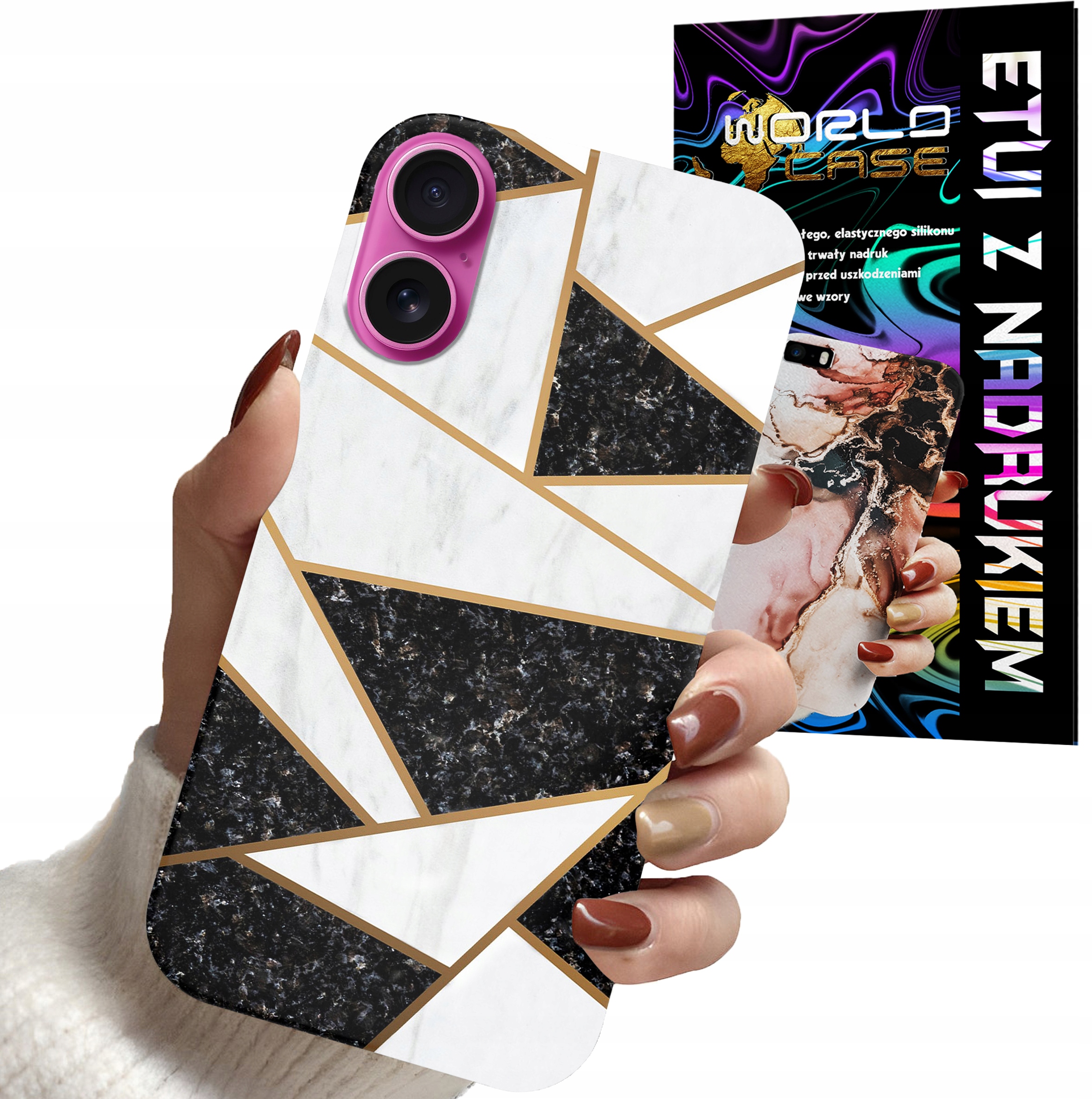 ETUI CASE DO IPHONE 16 PLUS - MARMUREK GEOMETRIA WZORY DLA KOBIET