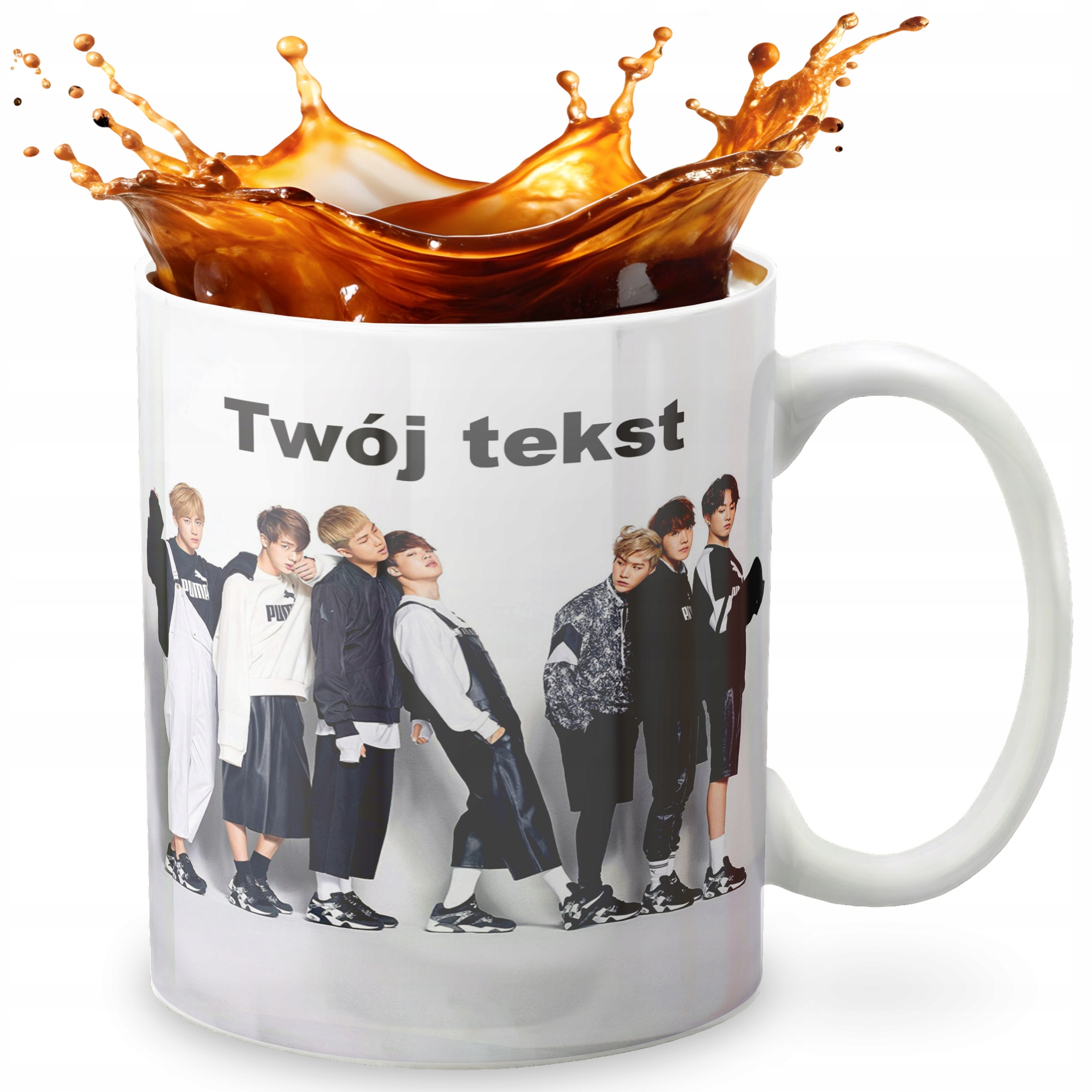 KUBEK 330ml GRAFIKA PREZENT ŚWIĘTA WZÓR - KPOP BLACKPINK BTS GOT7 + IMIĘ