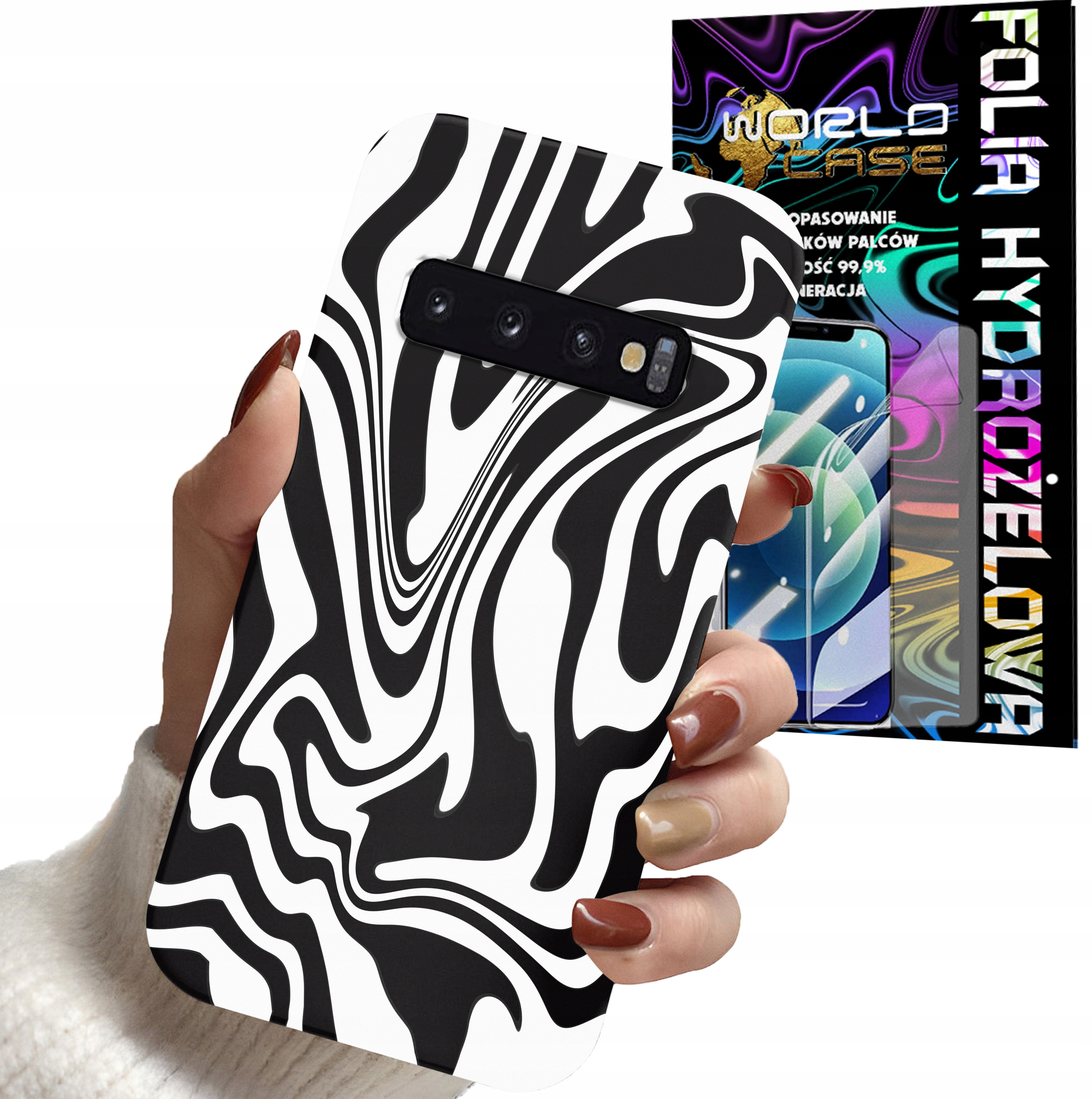 ETUI DO SAMSUNG S10 - ABSTRAKCJA ZEBRA MODNE WZORY DLA KOBIET + FOLIA