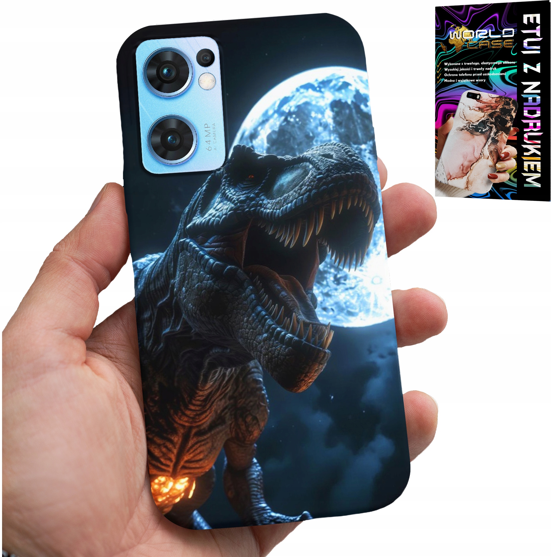 ETUI DO OPPO RENO7 5G - DINO DINOZAUR TYRANOZAUR POKROWIEC CASE