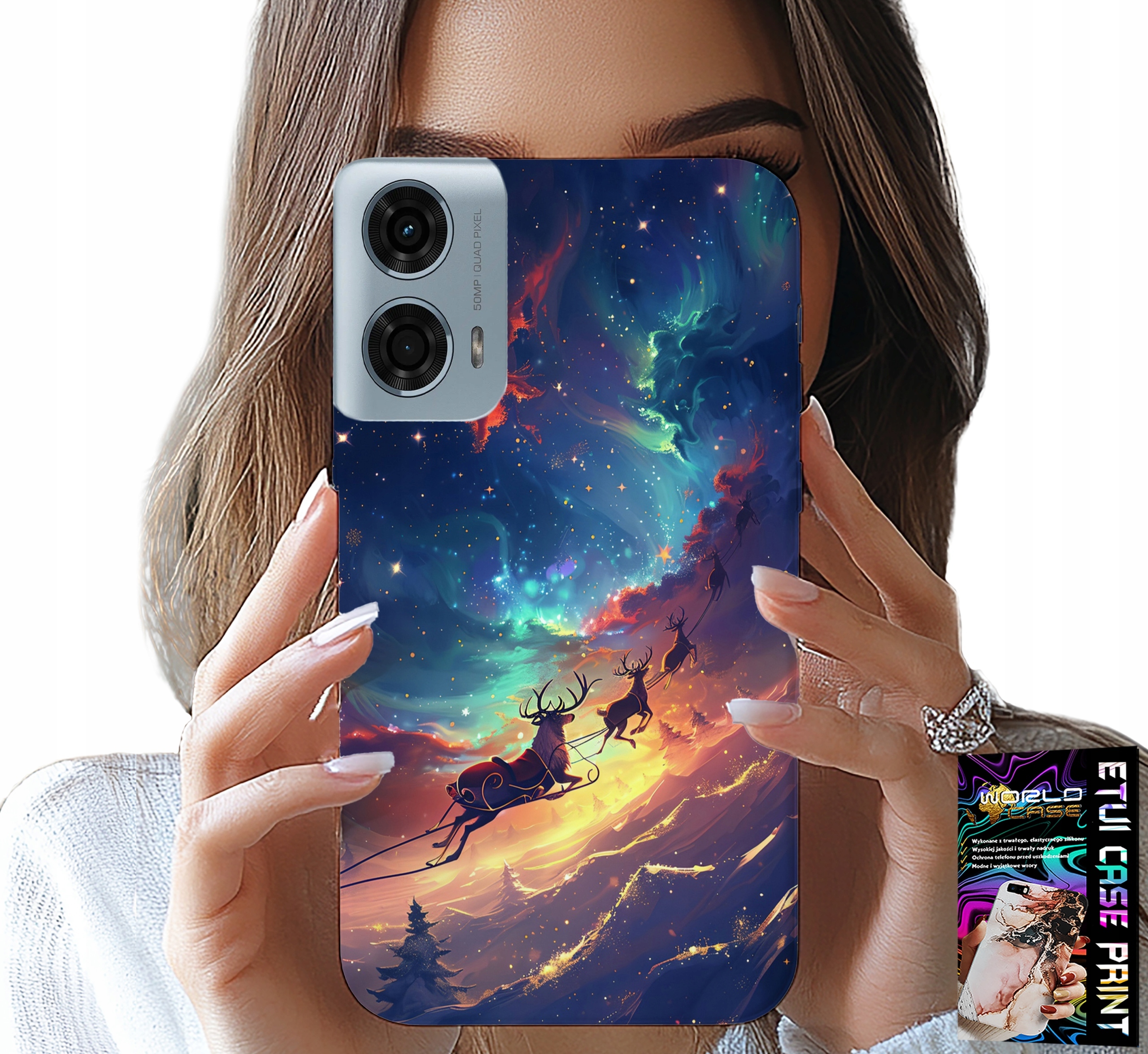 ETUI DO MOTOROLA G34 5G - RENIFEREK SŁODKI RENIFER ŚWIĄTECZNY WZÓR