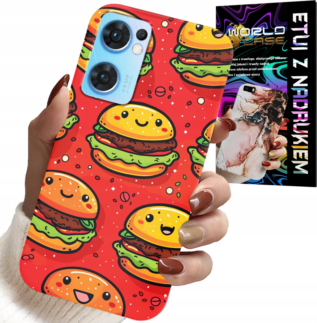 ETUI DO OPPO RENO7 5G - SŁODKIE UŚMIECHNIĘTE BURGERY POKROWIEC