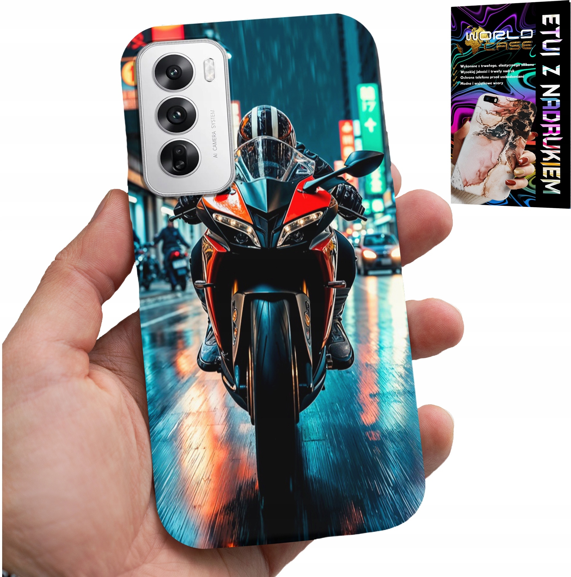 ETUI DO OPPO RENO12 PRO 5G - MOTOR, MOTOCYKLE JEDNOŚLAD WZORY + FOLIA