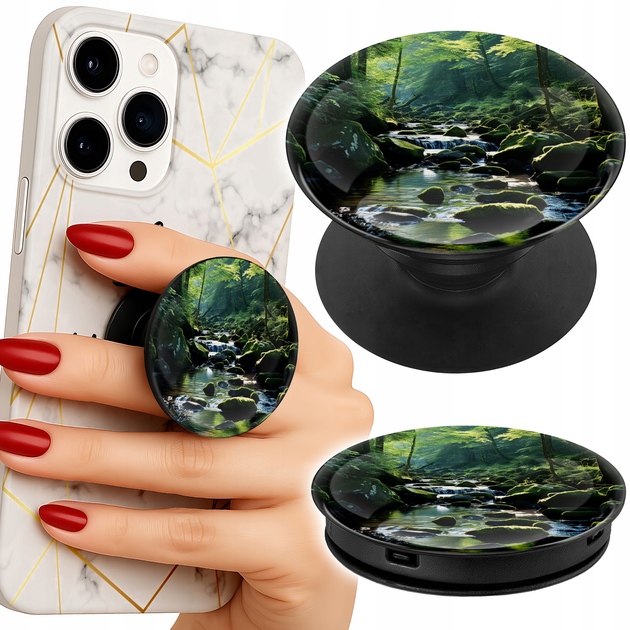 Uchwyt do telefonu Popsocket na palce/stojak LAS RZEKA STRUMIEŃ PRZYRODA