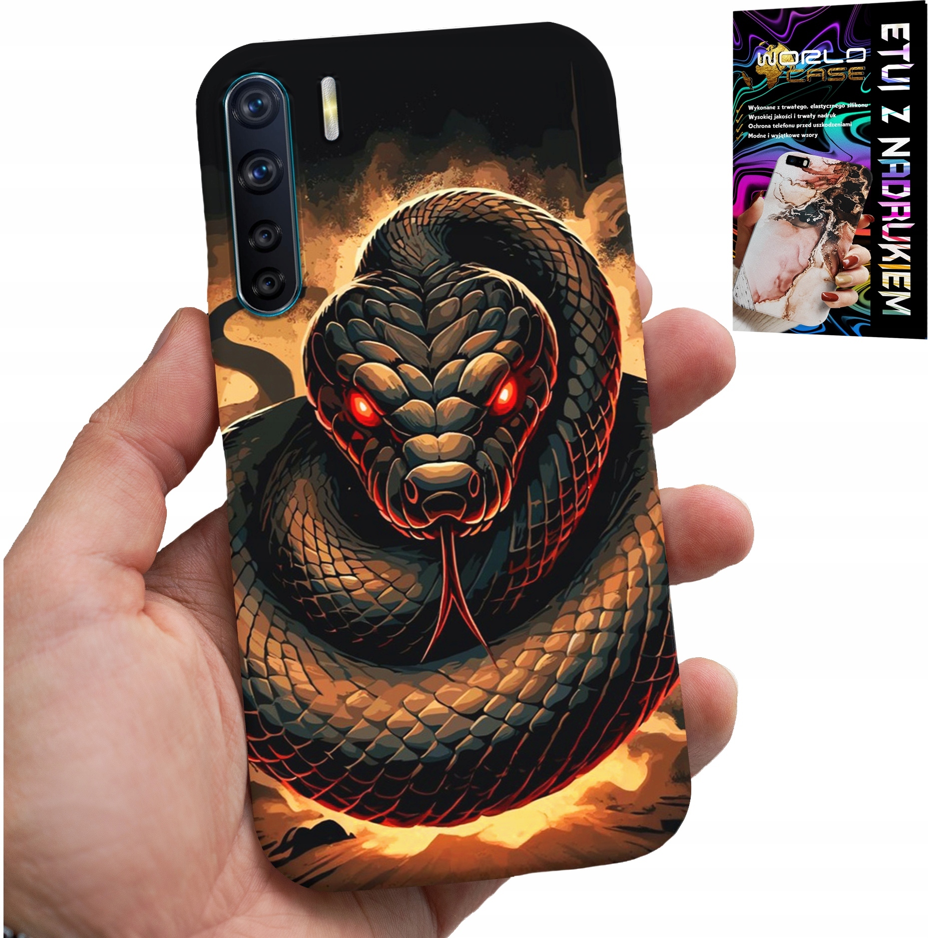 ETUI DO OPPO A91 - WĄŻ, WĘŻE KOBRA GRZECHOTNIK CASE + FOLIA