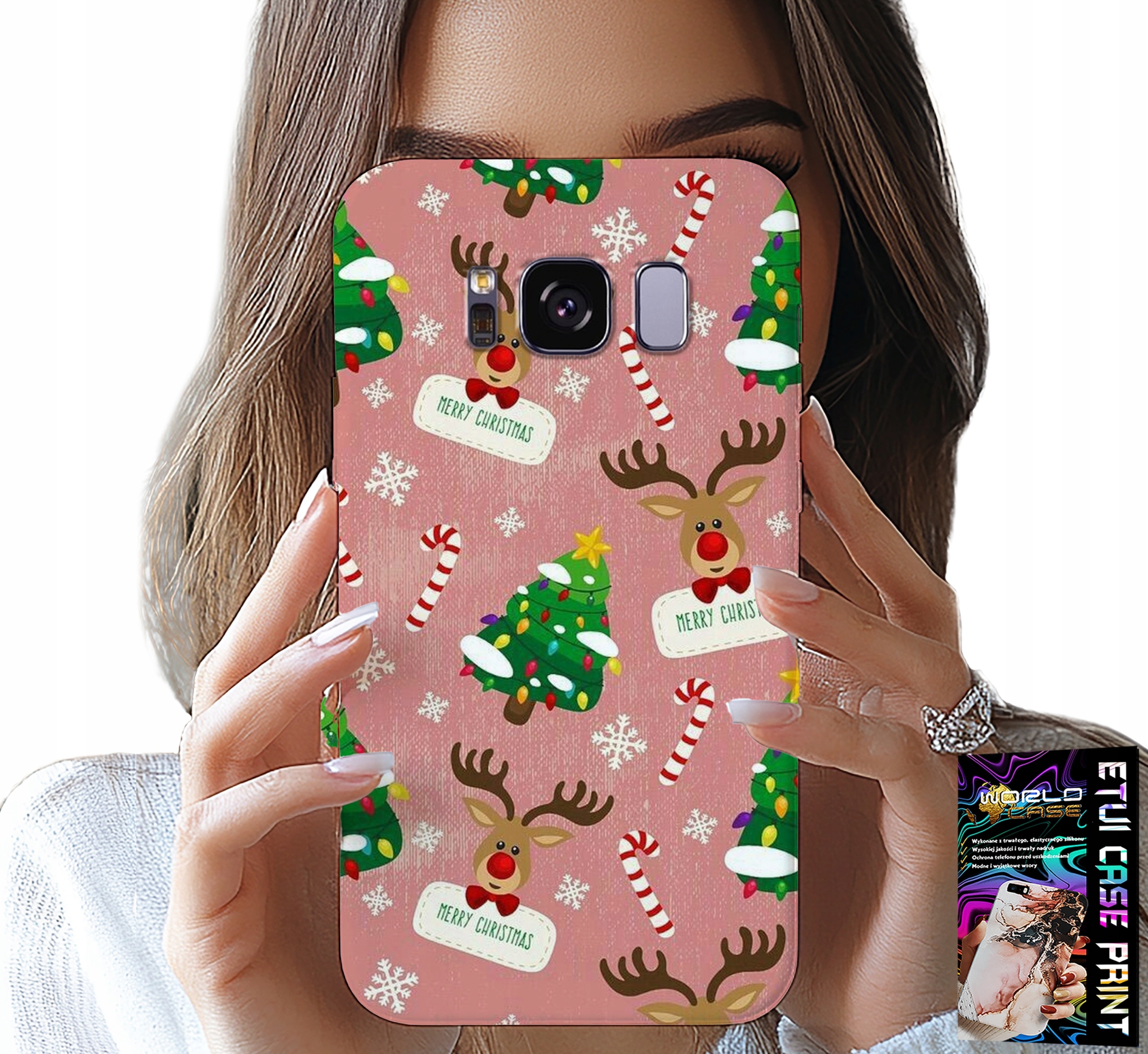 ETUI DO SAMSUNG GALAXY S8 - ŚWIĄTECZNE RENIFERY CHOINKI LASKA WZORY