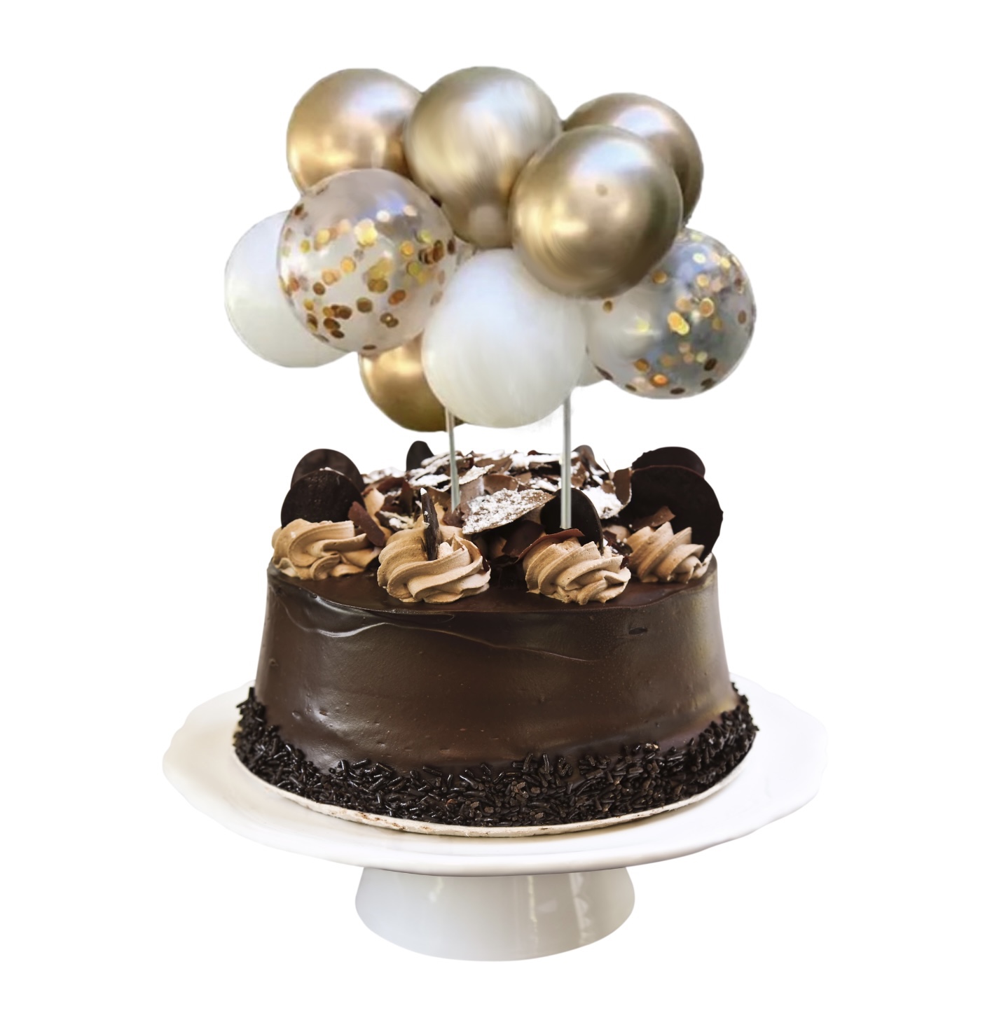 TOPPER BALONOWY NA TORT ZŁOTY BIAŁE DEKORACJA NA IMPREZĘ URODZINOWĄ