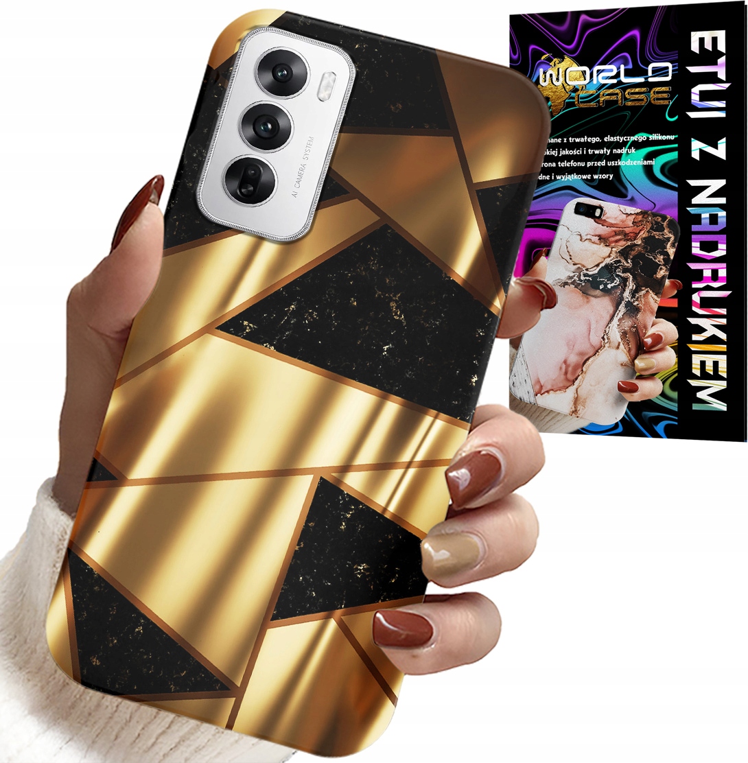 ETUI DO OPPO RENO12 5G - ZŁOTE ELEGANCKIE WZORY + FOLIA HYDRO