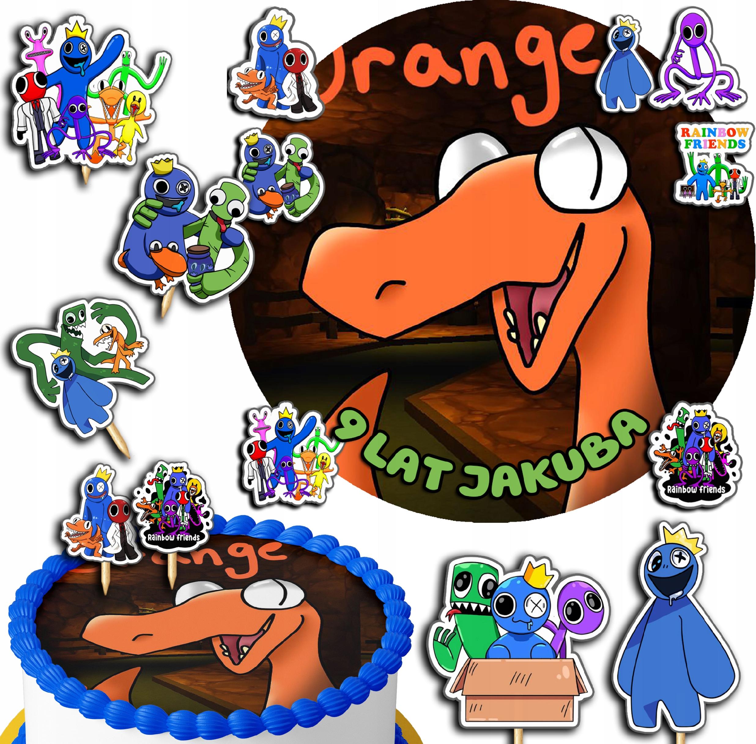 ZESTAW OPŁATEK NA TORT 20CM + TOPPERY PAPIEROWE - RAINBOW FRIENDS 15CM 18