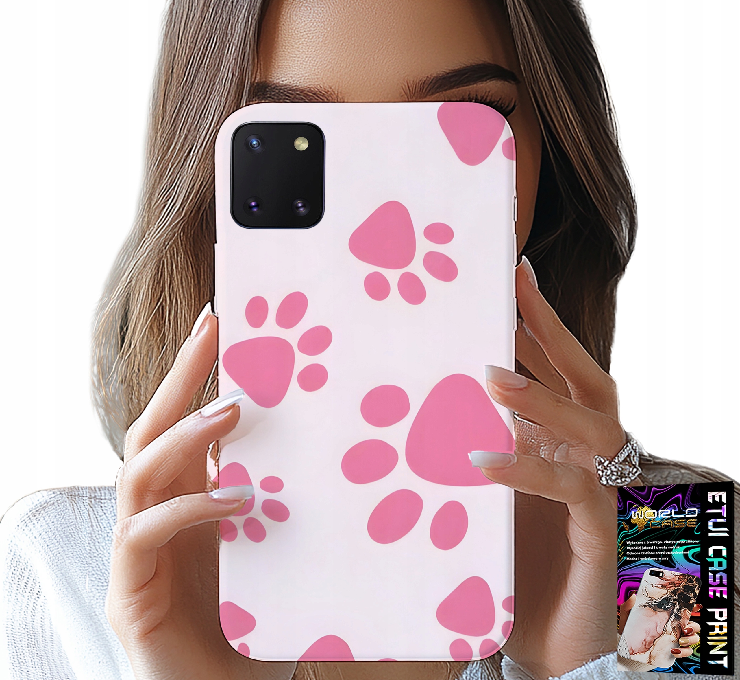 ETUI DO SAMSUNG GALAXY A81 - RÓŻOWE PSIE ŁAPKI, PLECKI, OBUDOWA CASE