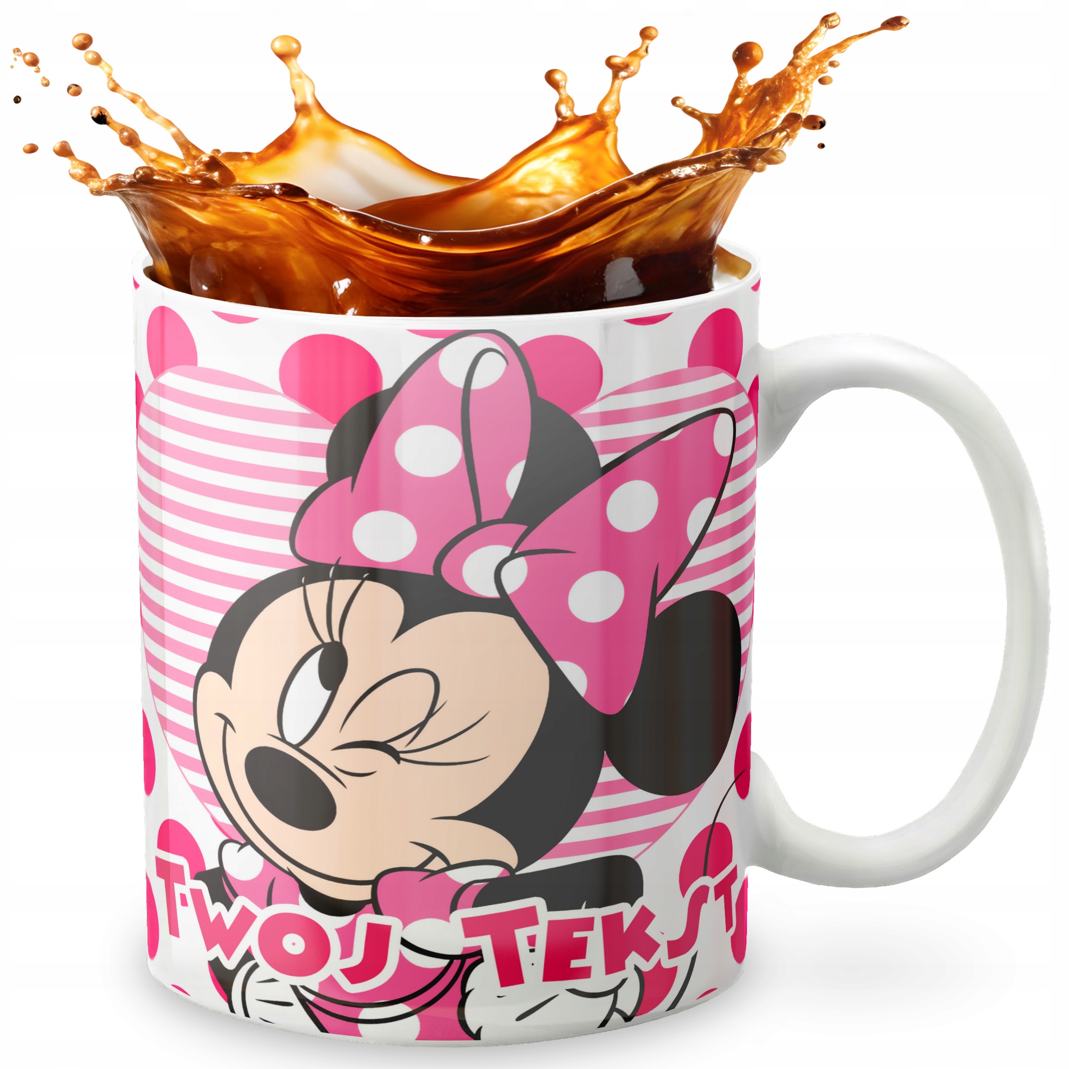 KUBEK 330ml GRAFIKA PREZENT ŚWIĘTA WZÓR - BAJKA MYSZKA MINI MINNIE + IMIĘ
