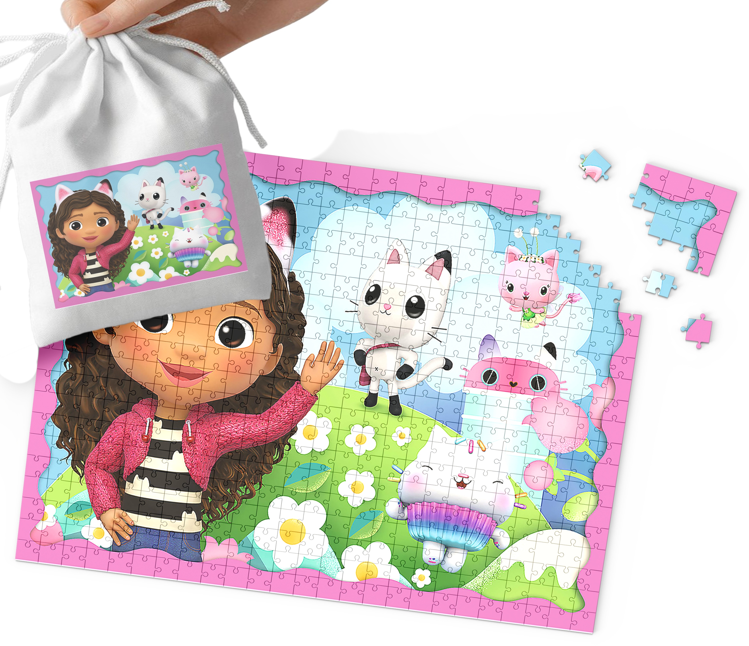 PUZZLE - KOCI DOMEK GABI WZORY Z BAJEK DLA DZIECI 120el + WORECZEK