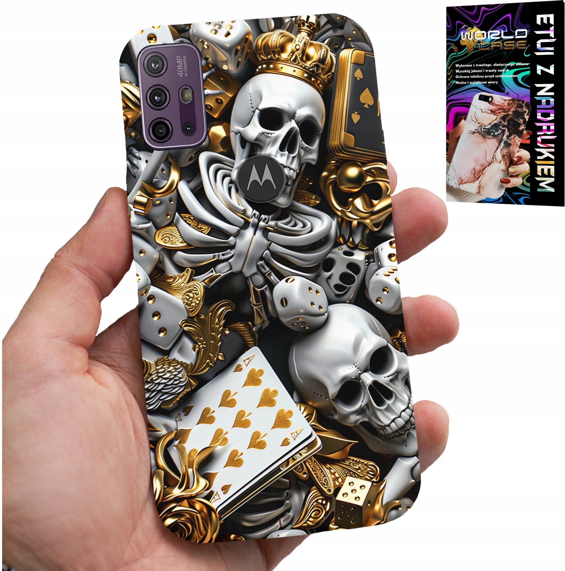 ETUI DO MOTOROLA MOTO G10 POWER - KRÓL POKER KOŚCI AS WZORY DLA MĘŻCZYZN