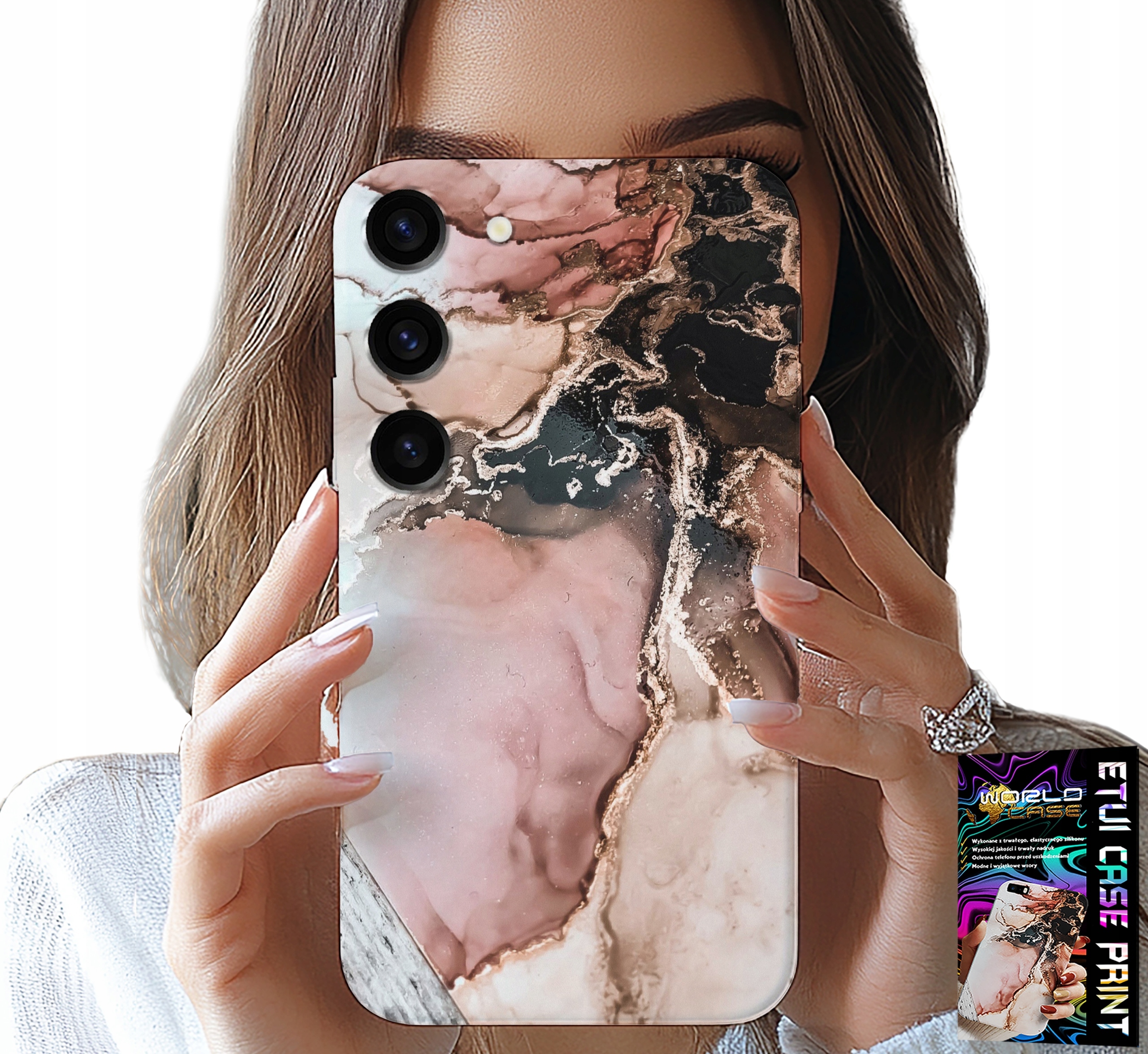 ETUI DO SAMSUNG GALAXY S23 - ELEGANCKI MARMUREK MODNE WZORY + SZKŁO