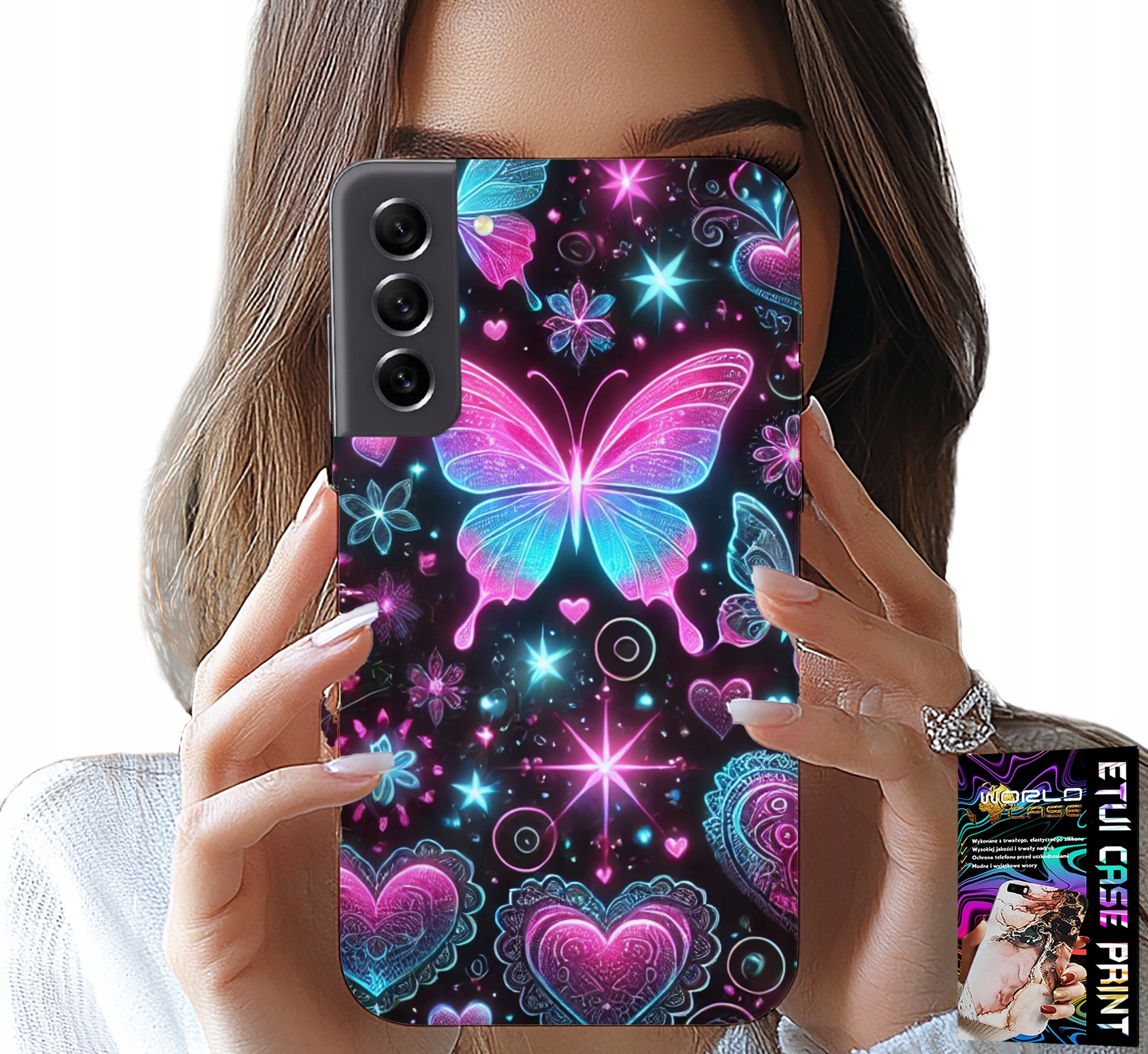 ETUI DO SAMSUNG GALAXY S21 - KOLOROWY MOTYLEK SERCE MODNE WZORY CASE