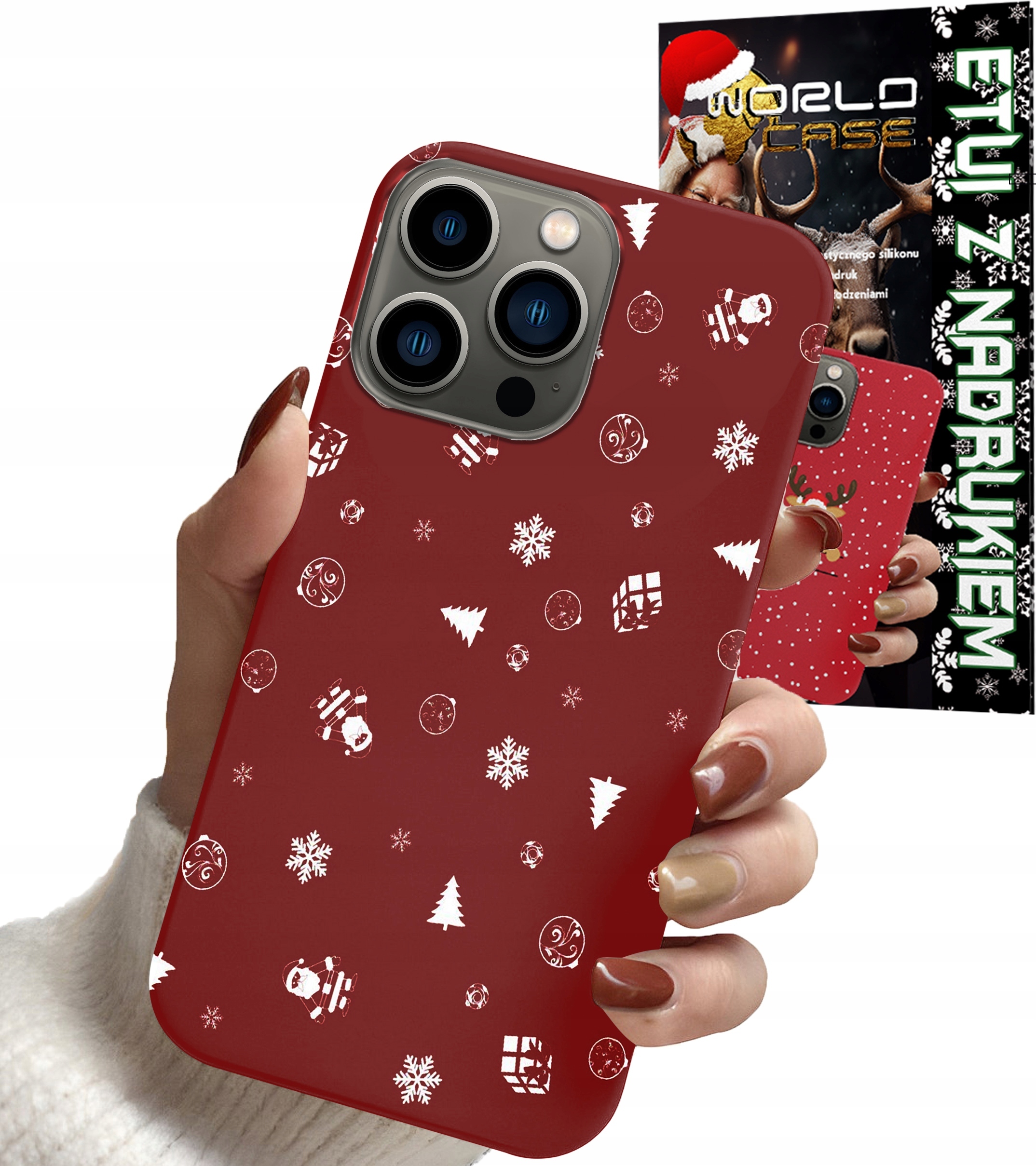 ETUI DO IPHONE 13 PRO - ŚWIĄTECZNE WZORY CHOINKA MIKOŁAJ + SZKŁO
