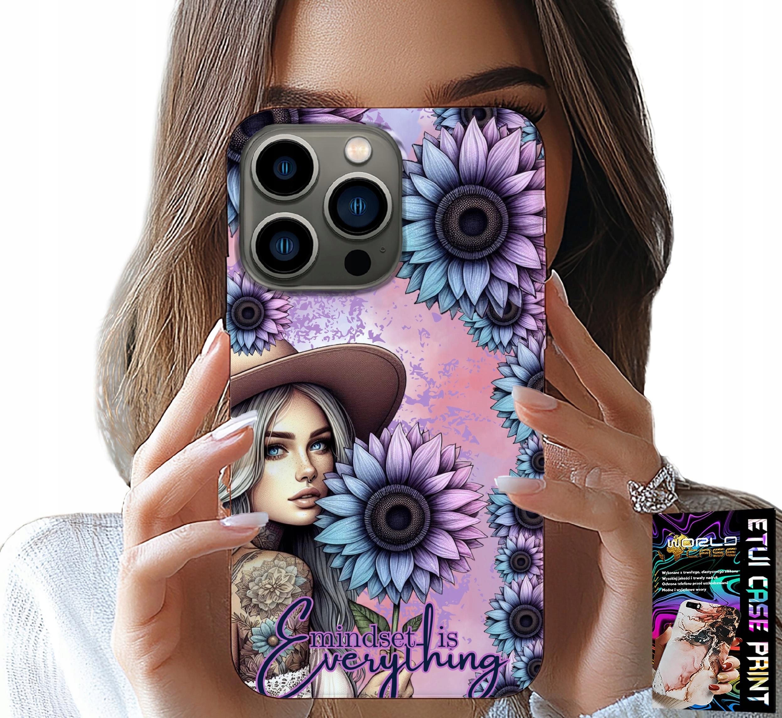 ETUI DO IPHONE 14 PRO MAX - KOBIETA W SŁONECZNIKACH, KOBIECE WZORY