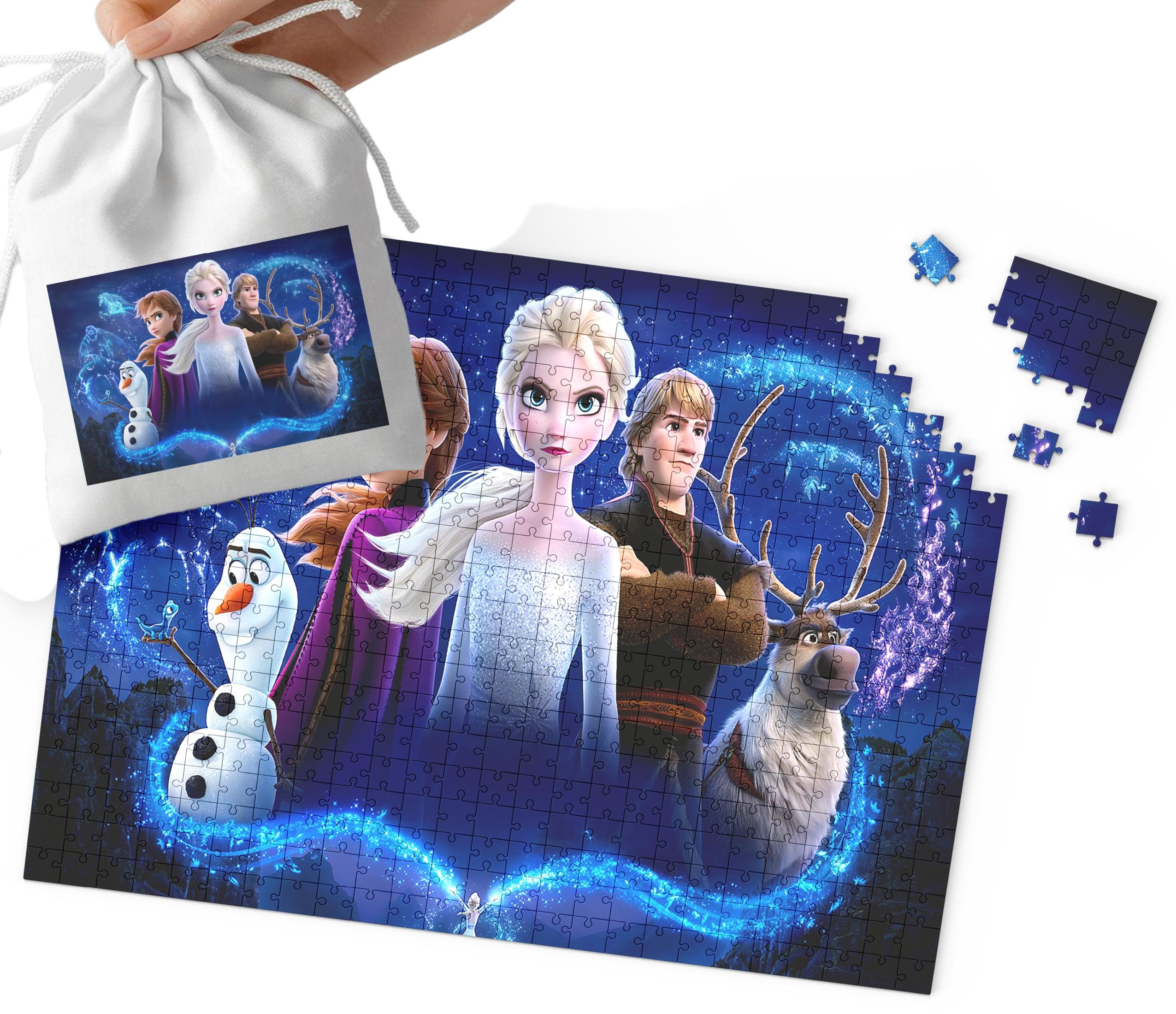 PUZZLE TRADYCYJNE - KRAINA LODU WZORY Z BAJEK DLA DZIECI 110EL + WORECZEK