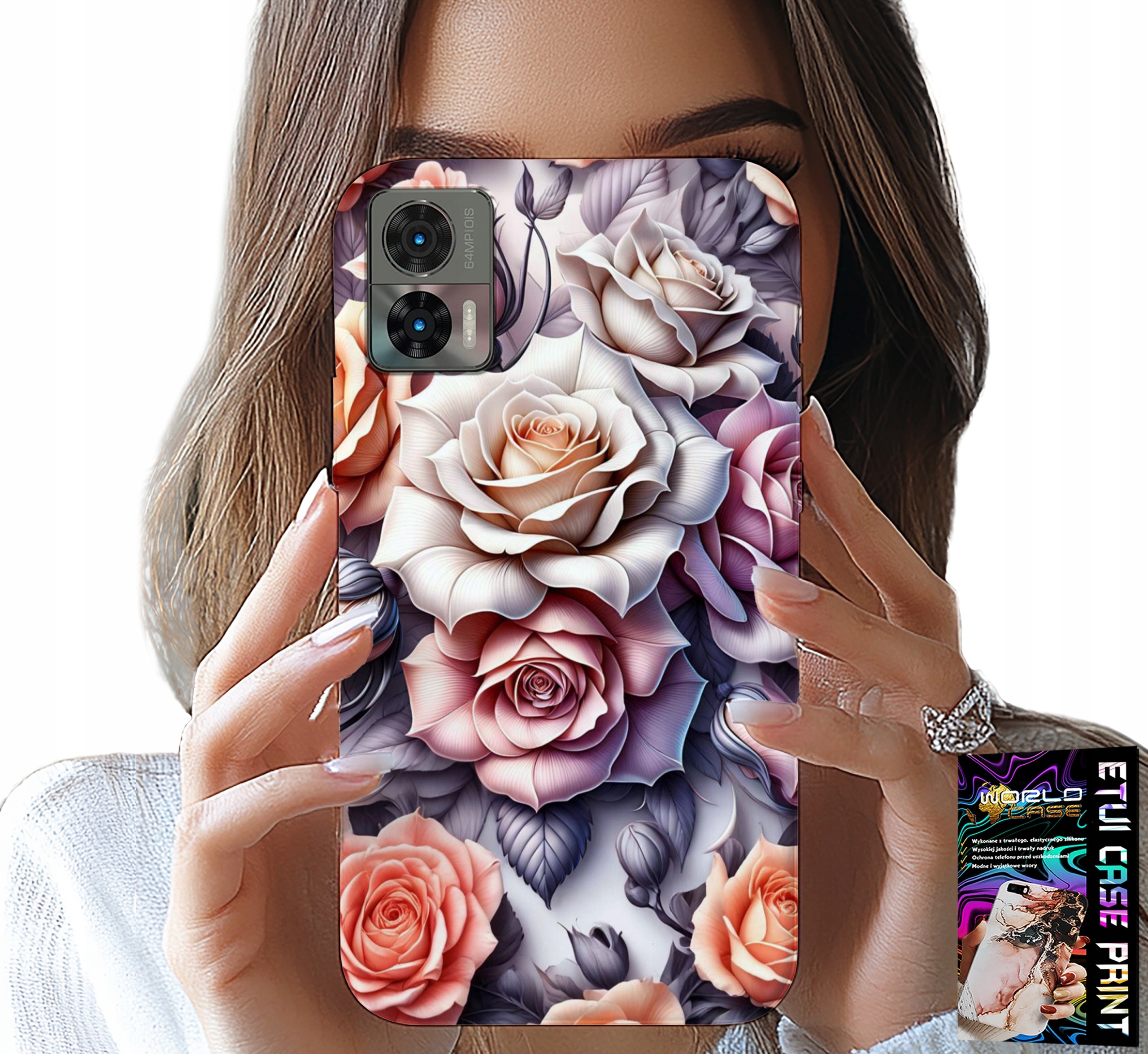ETUI DO MOTOROLA EDGE 30 NEO - KWIECISTE WZORY RÓŻA RÓŻE KWIATKI CASE