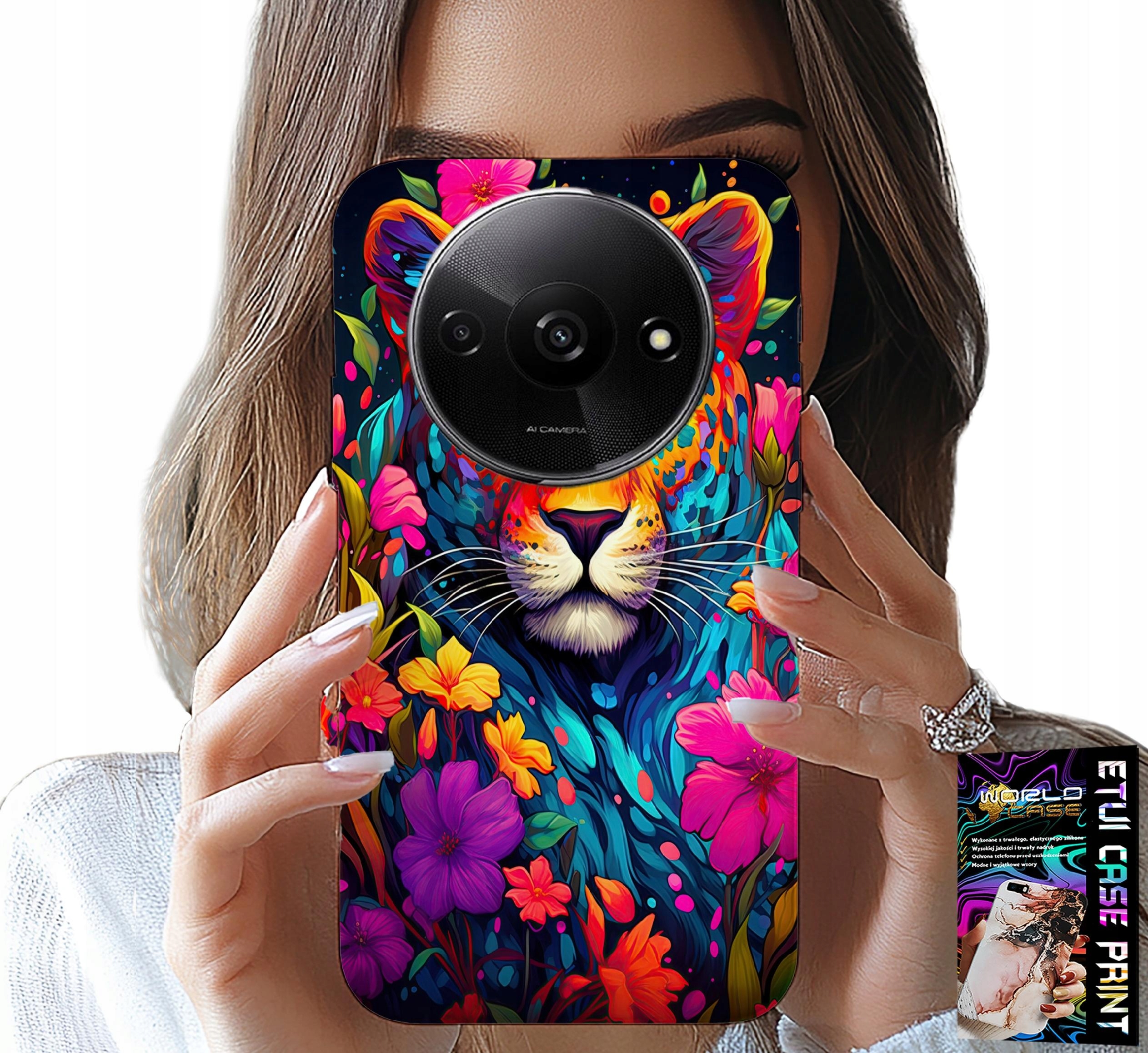 ETUI DO XIAOMI REDMI A3 - KWIECISTE WZORY TYGRYS TYGRYSEK + FOLIA