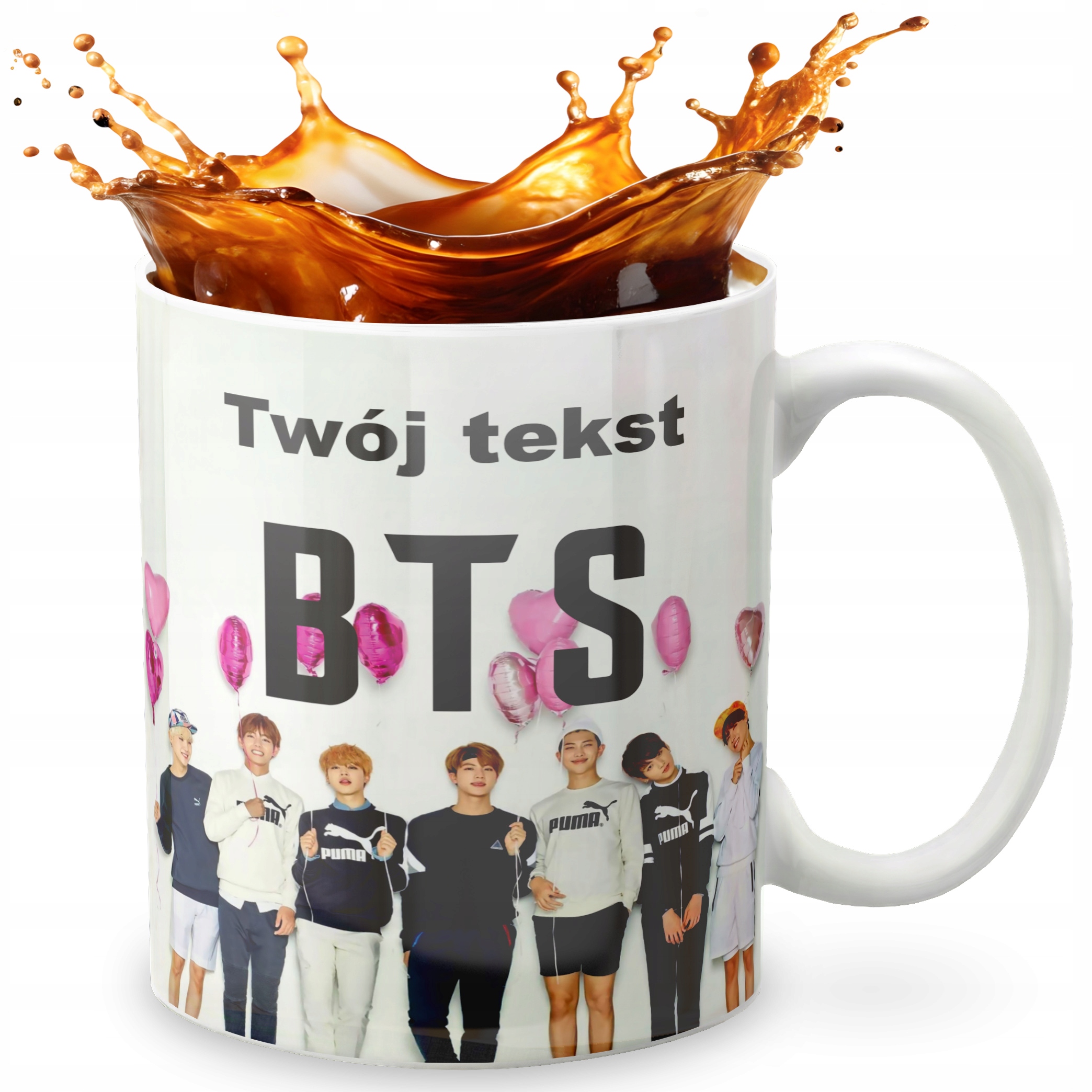 KUBEK 330ml GRAFIKA PREZENT ŚWIĘTA WZÓR - KPOP BLACKPINK BTS GOT7 + IMIĘ