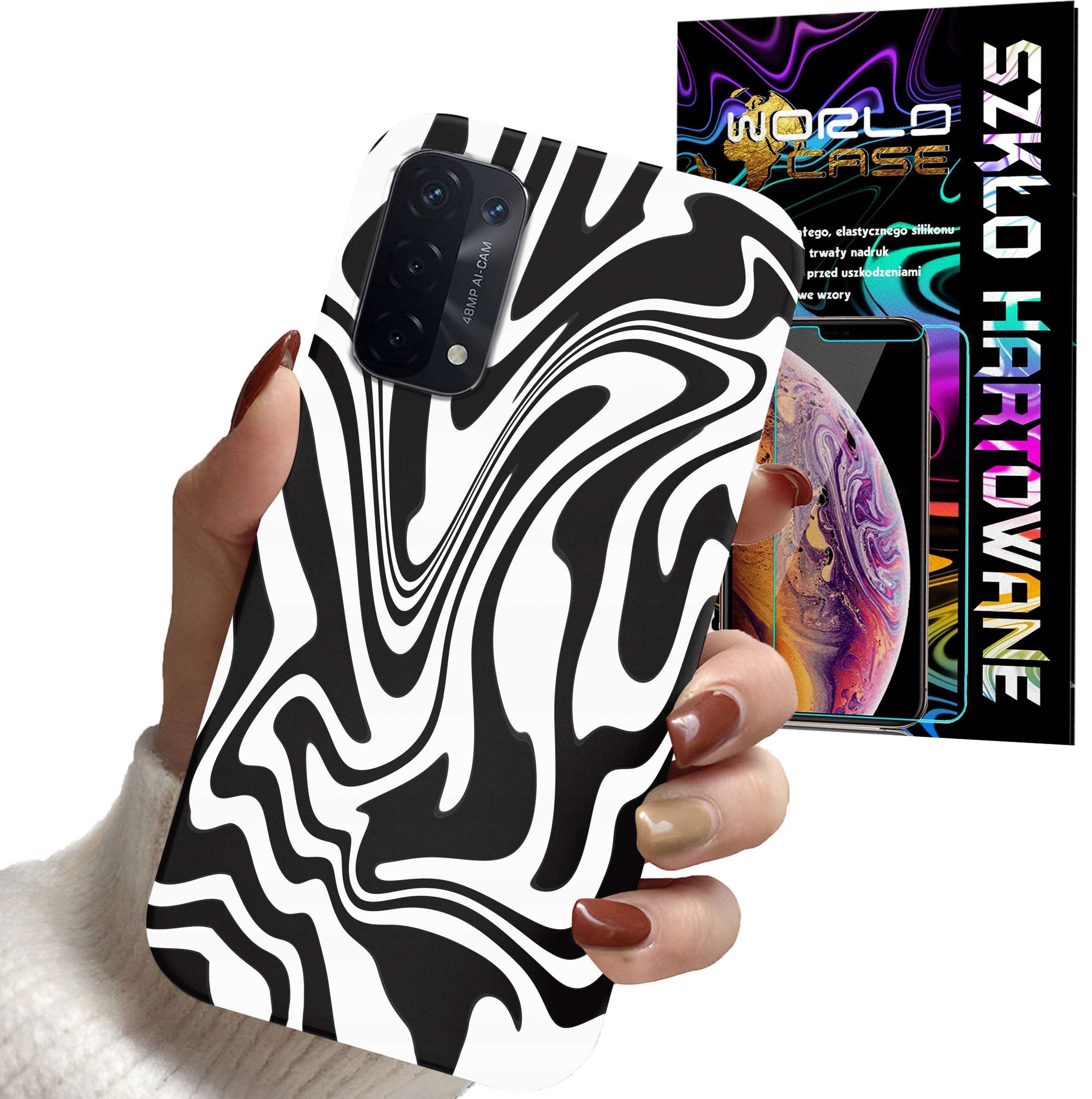 ETUI DO OPPO A54 5G A74 5G - ABSTRAKCJA MODNE WZORY DLA KOBIET + SZKŁO