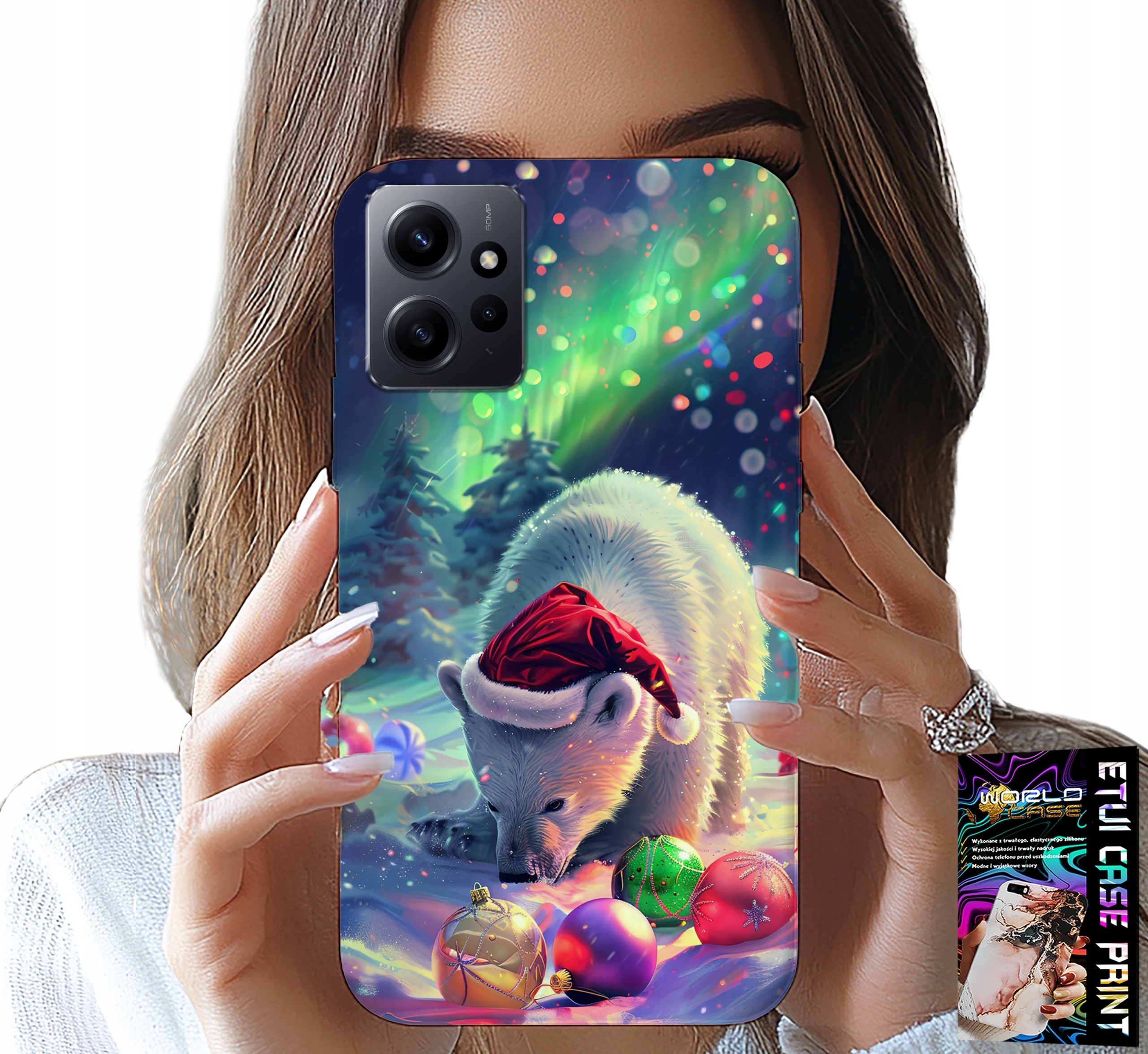 ETUI DO XIAOMI NOTE 12 4G - ŚWIĄTECZNY NIEDŹWIEDŹ BOMBKI CASE +FOLIA