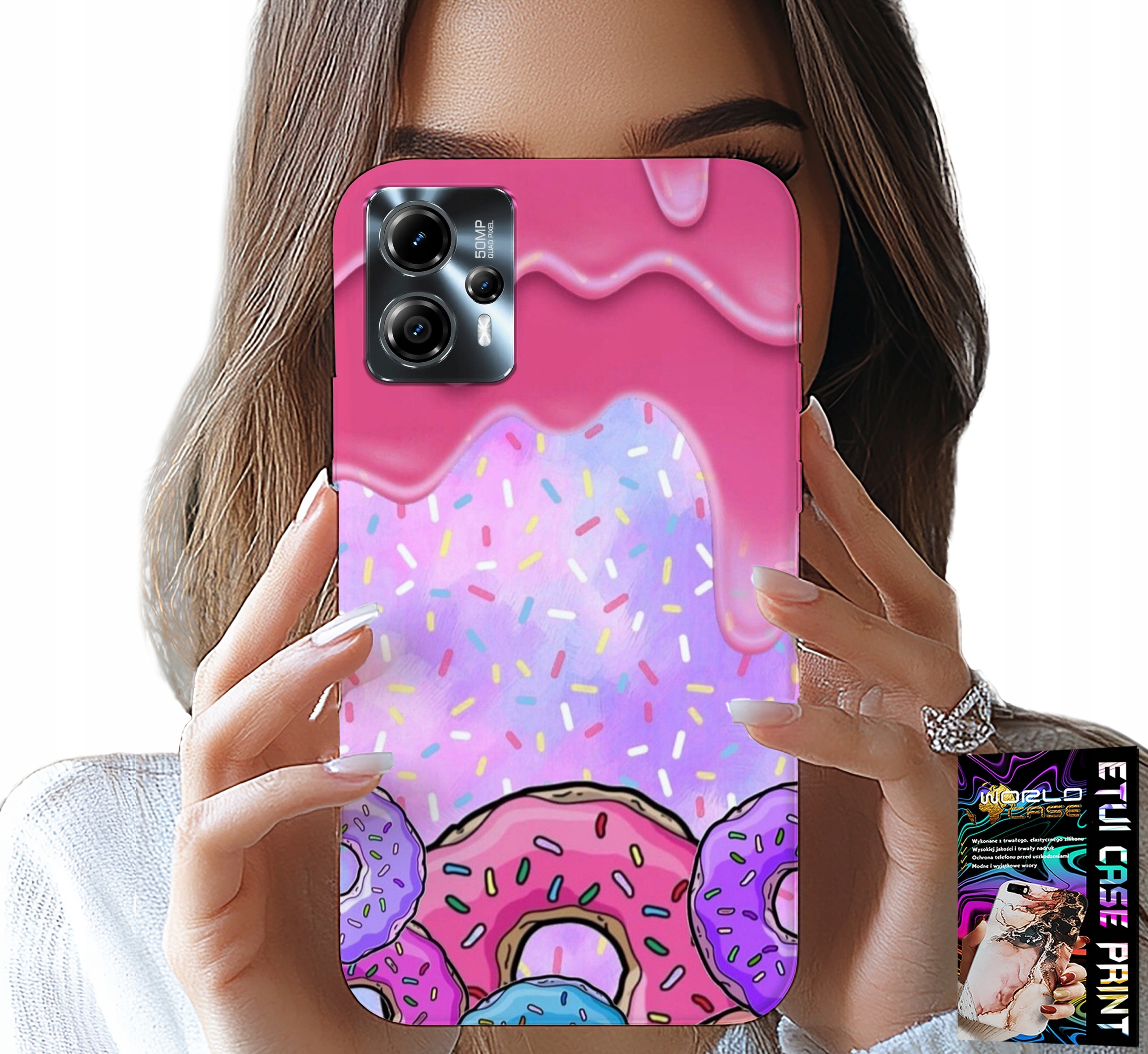 ETUI DO MOTOROLA G13 / G23 - SŁODKIE DONUTY Z LUKREM W TLE + FOLIA