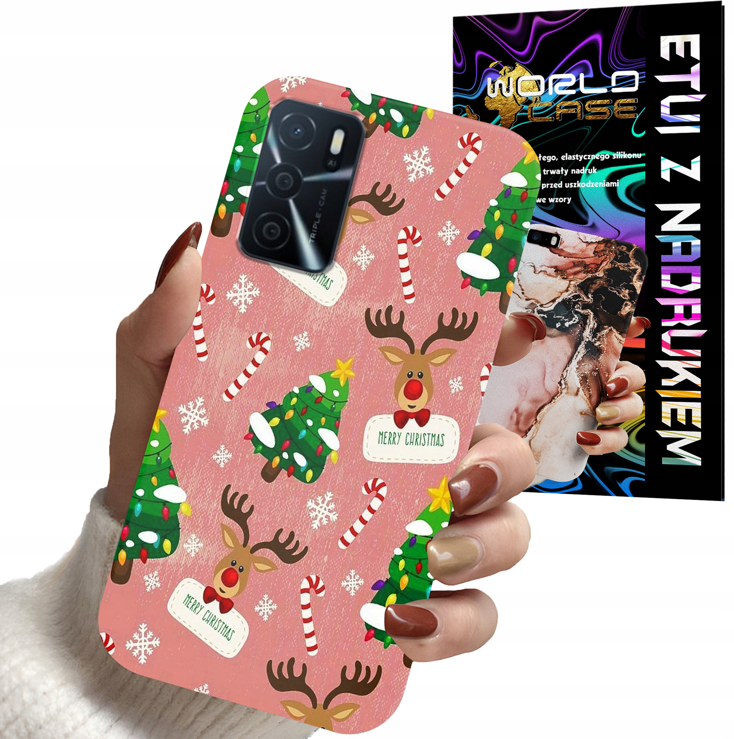 ETUI CASE DO OPPO A16 A16S A54S - ŚWIĄTECZNE WZORY NA ŚWIĘTA RENIFER