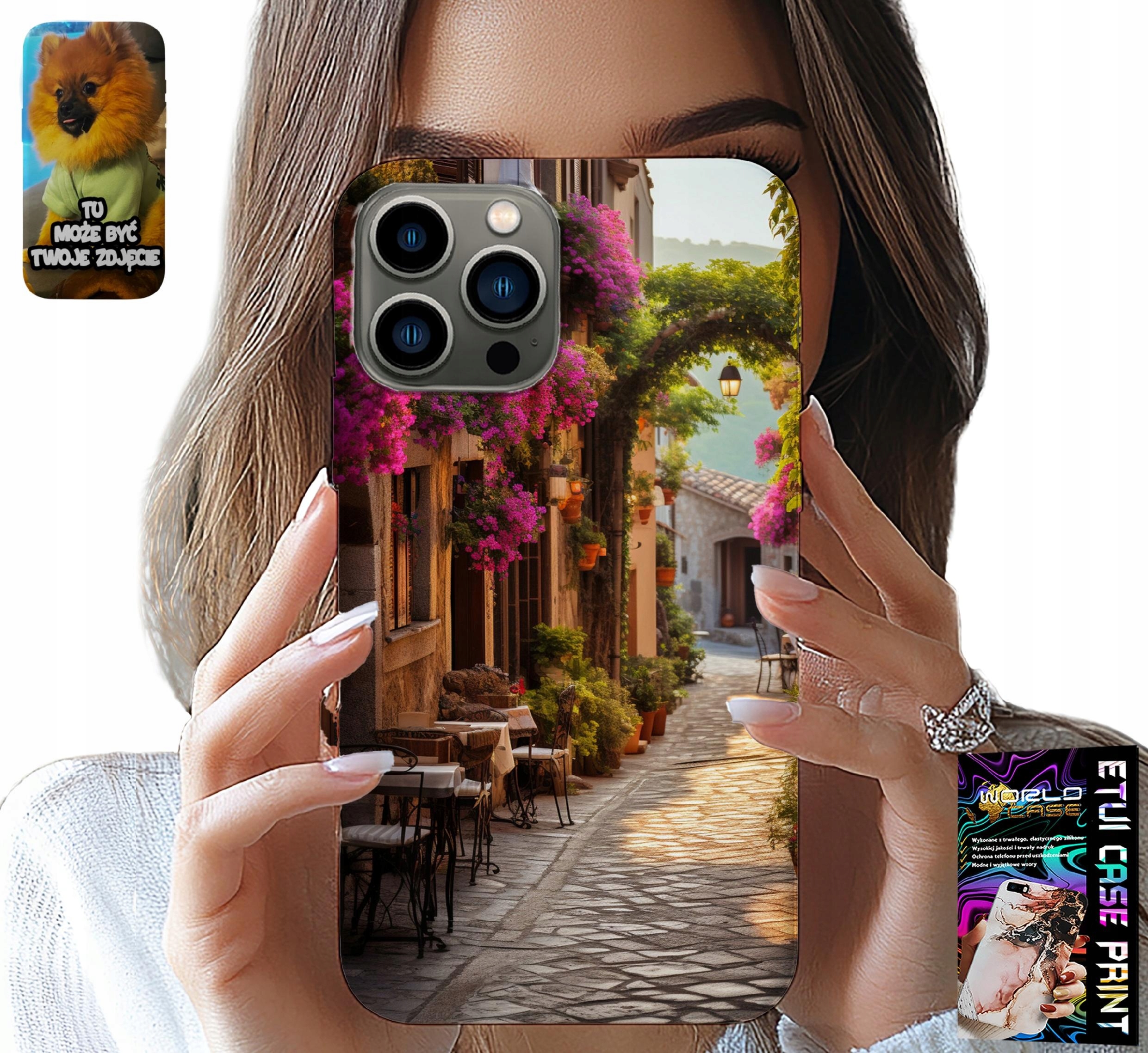 ETUI DO IPHONE 13 PRO - MALOWNICZA ULICZKA Z KAWIARNIĄ + SZKŁO