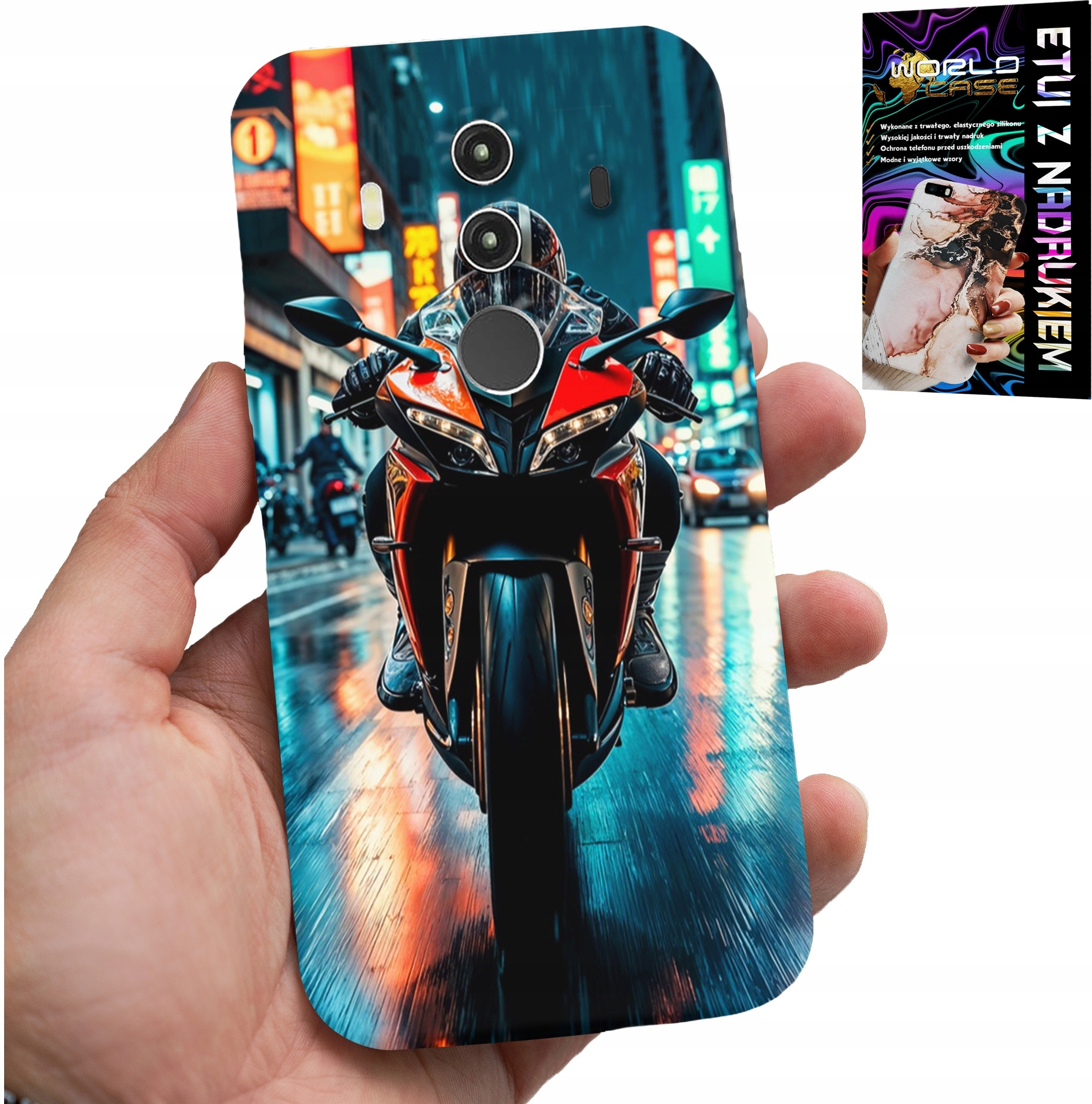 ETUI DO HUAWEI MATE 10 PRO - MOTOR, MOTOCYKLE JEDNOŚLAD WZORY + FOLIA