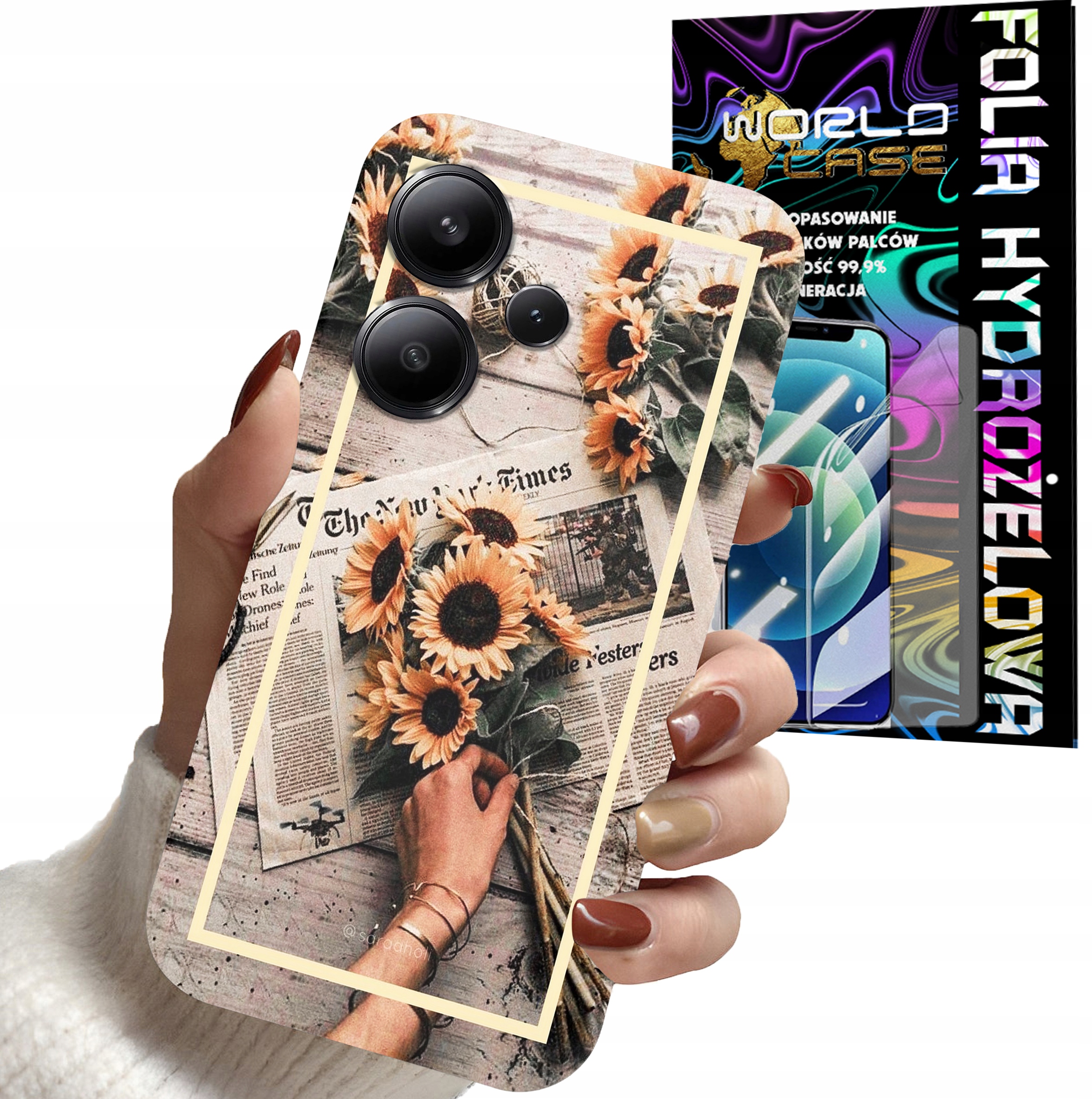 ETUI CASE DO XIAOMI NOTE 13 PRO PLUS 4G - SŁONECZNIK KWIATY DLA KOB + FOLIA