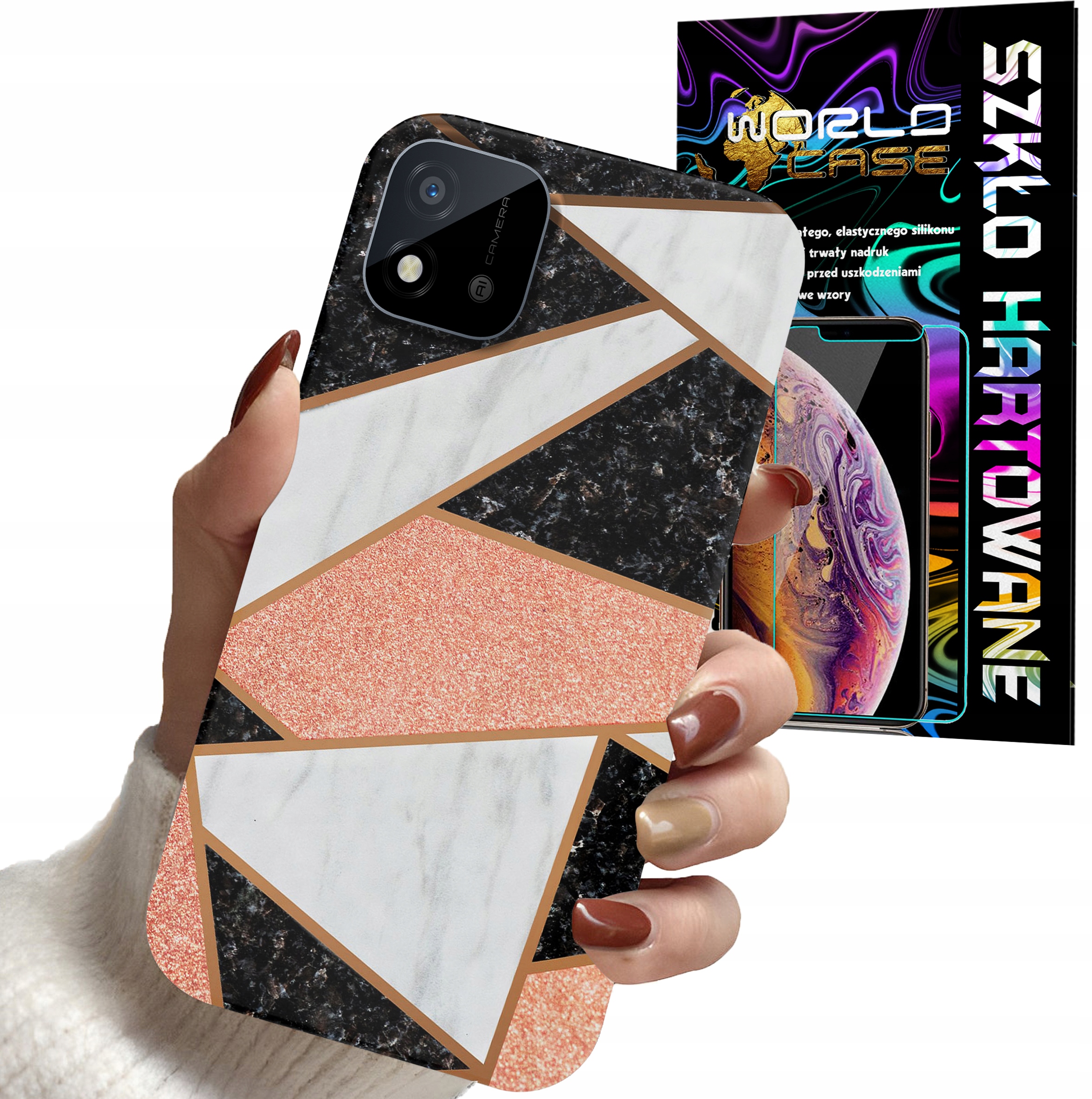 ETUI DO REALME C11 2021 - GEOMETRYCZNE WZORY DLA KOBIET PLECKI + SZKŁO