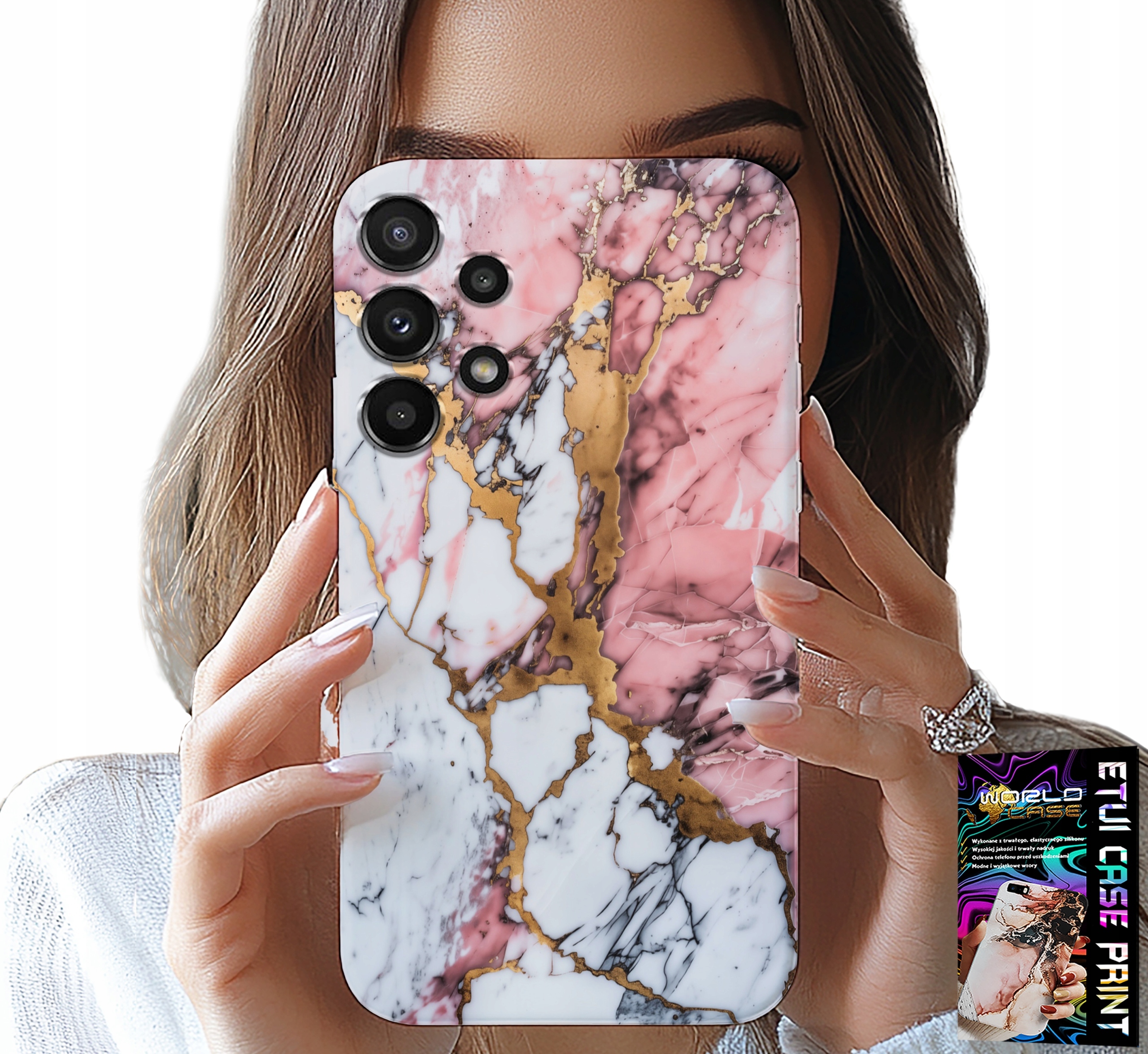 ETUI DO SAMSUNG GALAXY A32 5G - RÓŻOWO BIAŁY MARMUREK, KAMIENNE WZORY