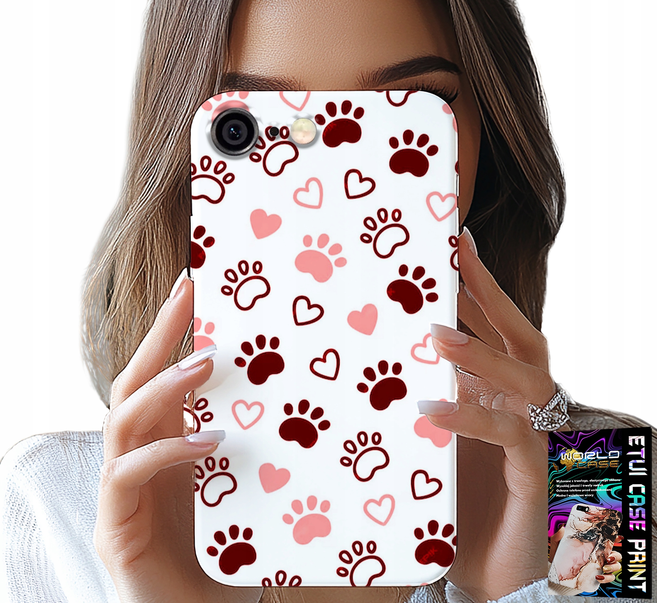 ETUI DO IPHONE 6 / 6S - PSIE ŁAPKI NA BIAŁYM TLE, PIES, KOT, MIŚ