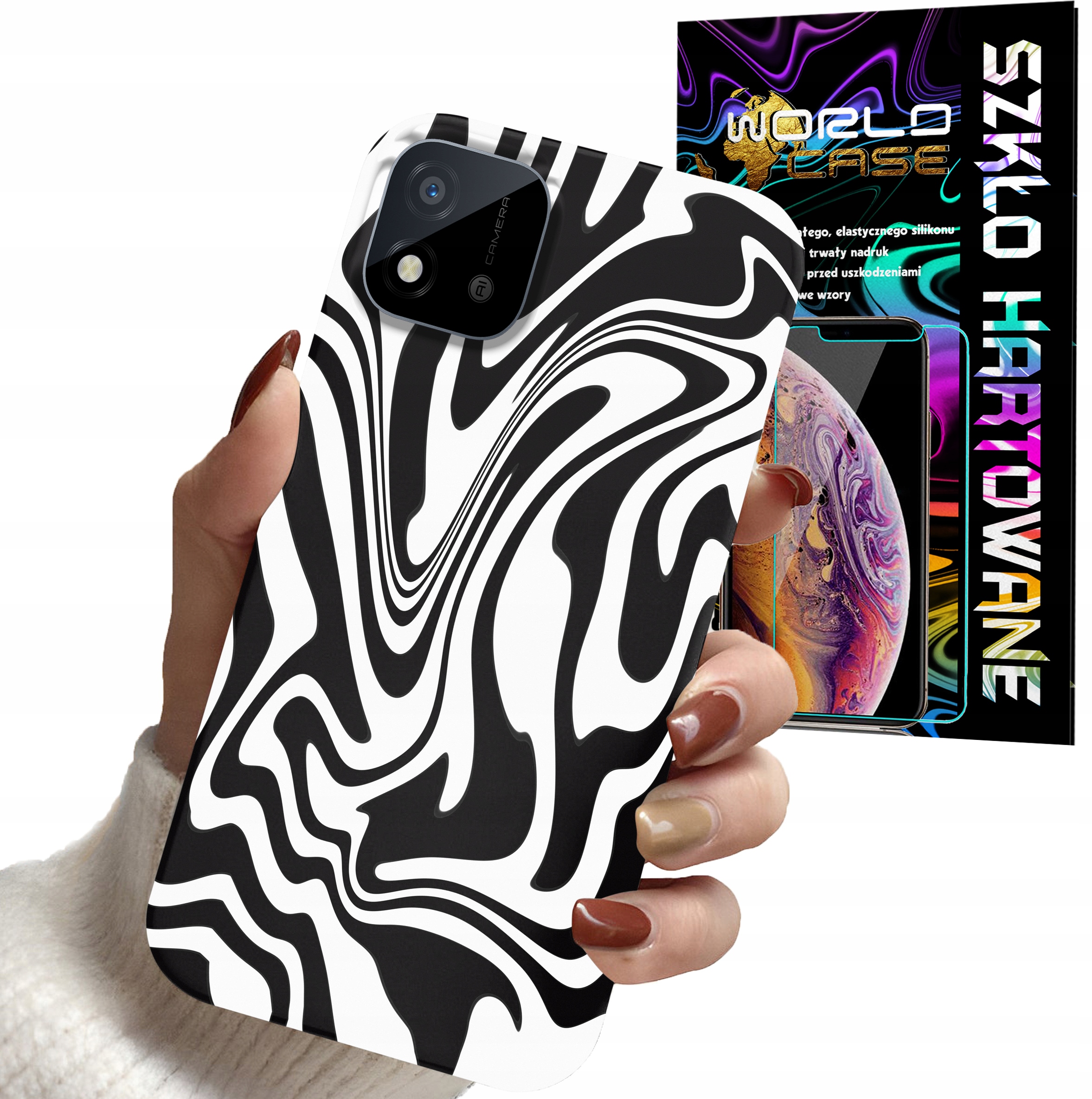 ETUI DO REALME C11 2021 - ABSTRAKCJA ZEBRA MODNE WZORY DLA KOBIET + SZKŁO